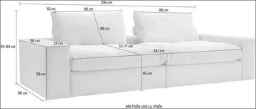 alina Big-Sofa Sandy, 296 cm breit und 98 cm tief, in modernem Cordstoff
