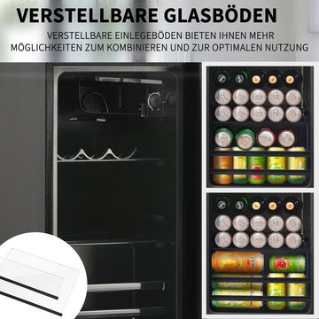 Merax Kühlschrank 76L mit Gefrierfach, Glastür, verstellebare Ablage, Getränkekühlschrank SC-76A, 71.6 cm hoch, 40 cm breit, Mini Kühlschrank, Kühl- und Gefrierfunktion, freistehend