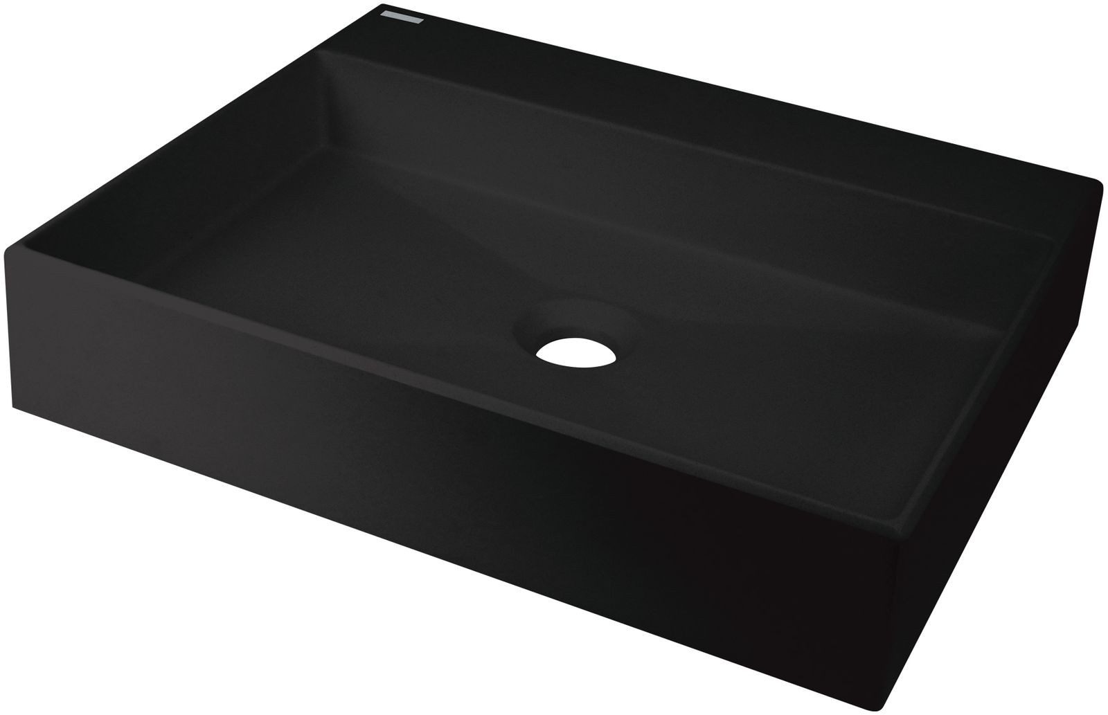 Deante Waschbecken Aufsatzwaschbecken Schwarz eckig Granitoptik ohne Überlauf (Komplett-Set)