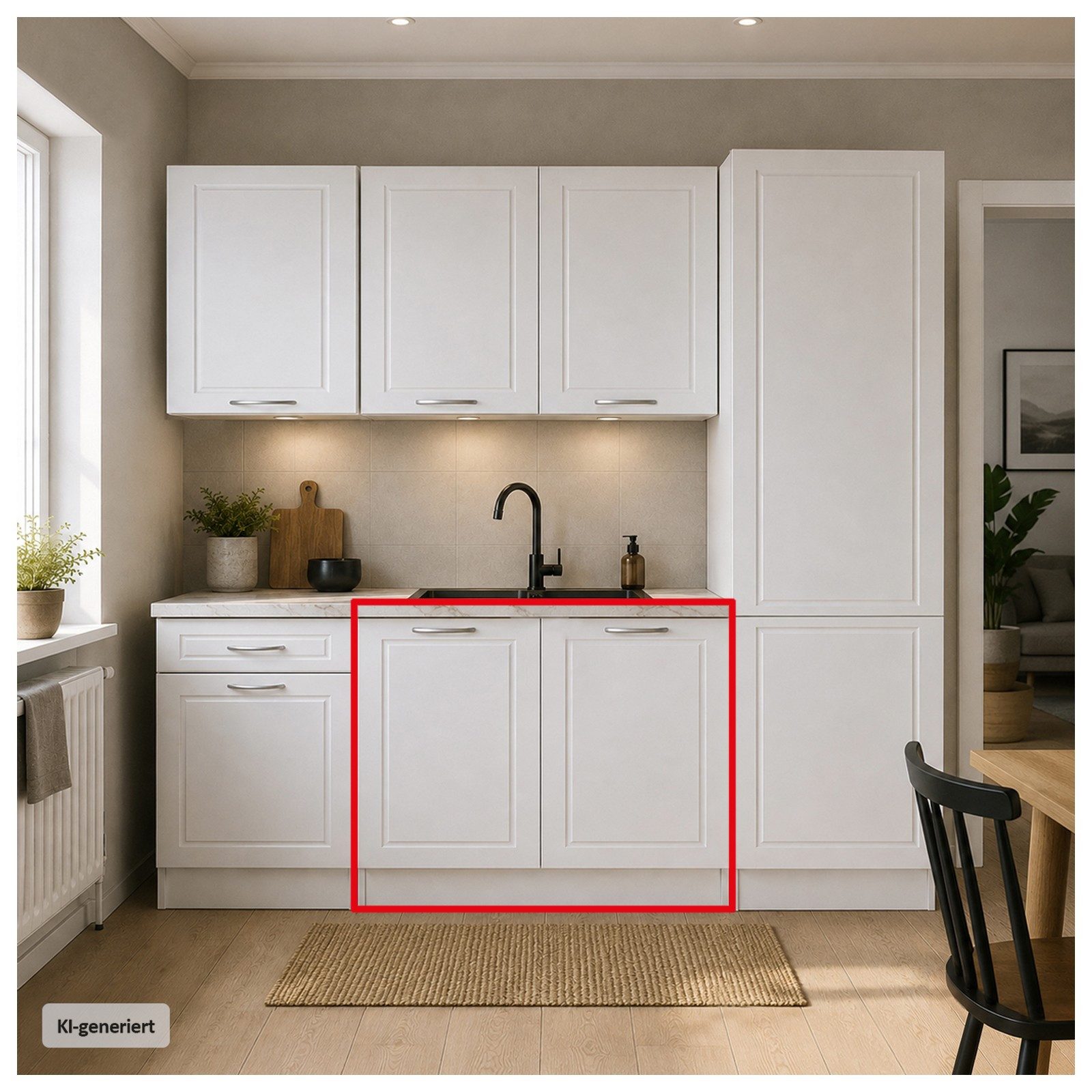 HTI-Living Spülenunterschrank Spülenunterschrank Jenna Country Weiß 80 cm (1 Stück, 1-St., 1 Spülenunterschrank) Modular erweiterbar, Landhausstil, Arbeitsplatte Marmoroptik