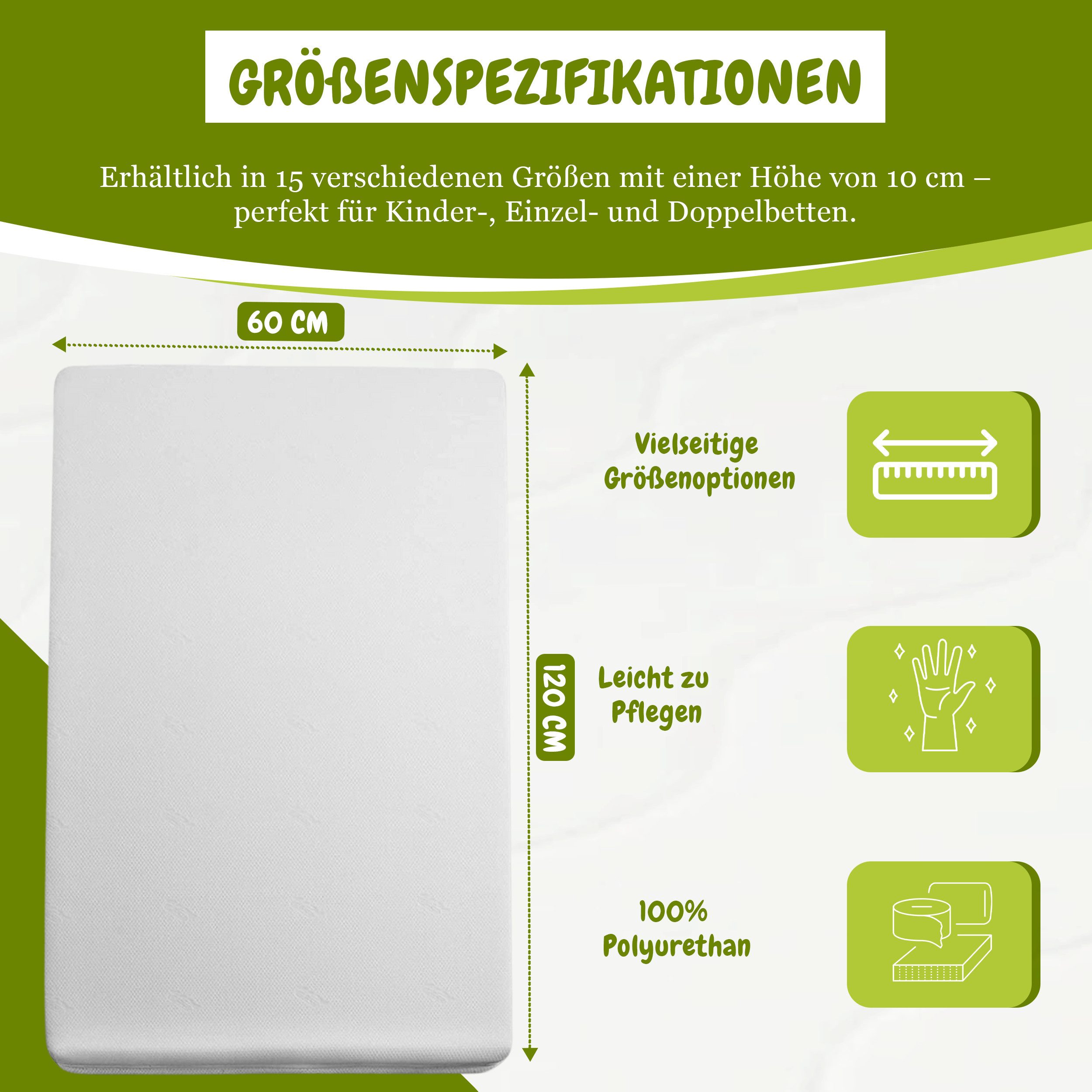 Kindermatratze Easy Active Kaltschaummatratze 90x200 cm mit Bezug, Best for Home, 10 cm hoch, (Einzelartikel, 60x120 70x140 80x160 80x180 90x200 140x200 180x200 cm), Schaumstoffmatratze, Kindermatratze mit Reißverschluss