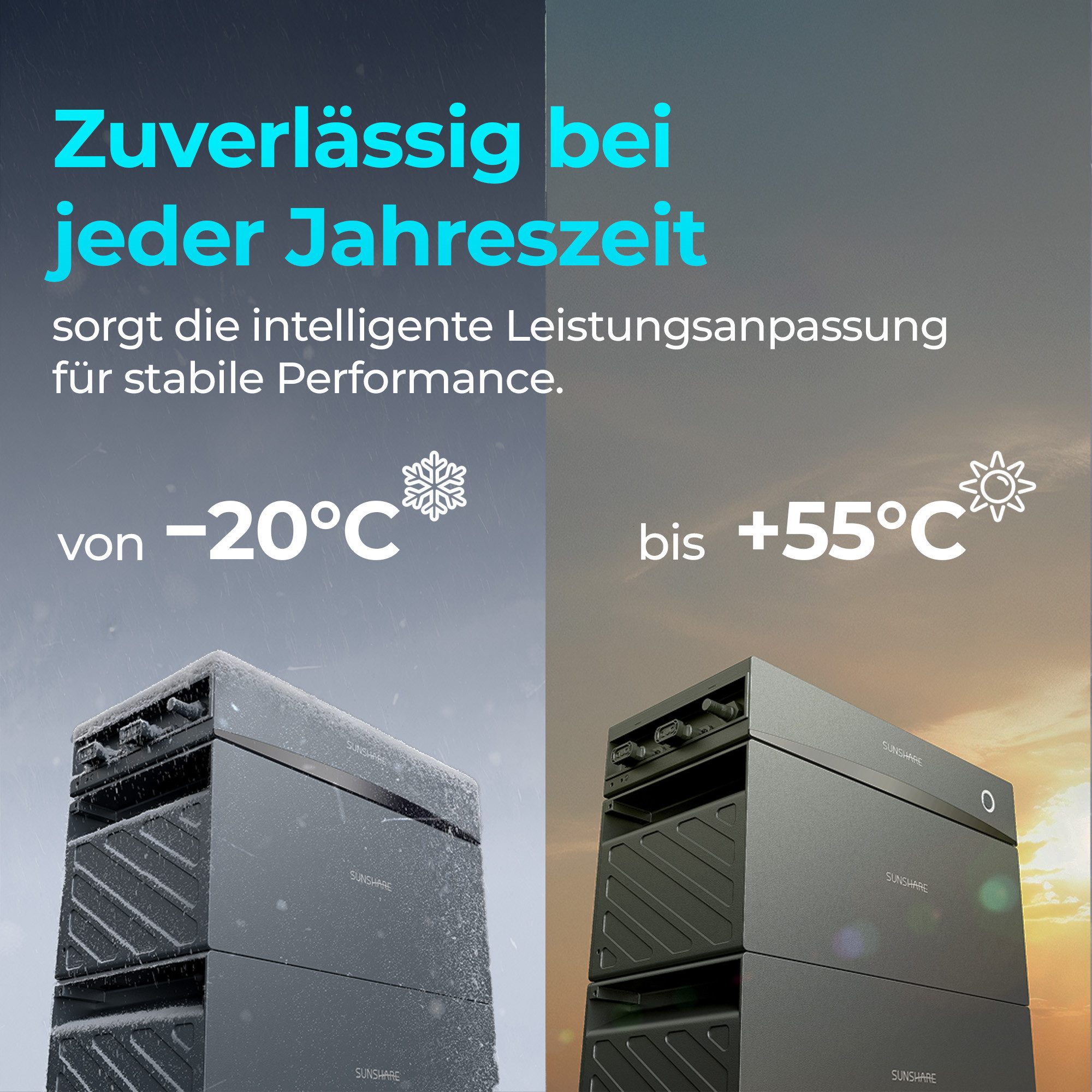 Sunshare Glory Erweiterungsakku – 2,0 kWh Batteriemodul Stromspeicher Modulares 2‑kWh Semi‑Solid‑LiFePO₄ Batteriemodul (59 V V, 1 St), mit 2,035 kWh Speicher und Semi-Solid LiFePO₄