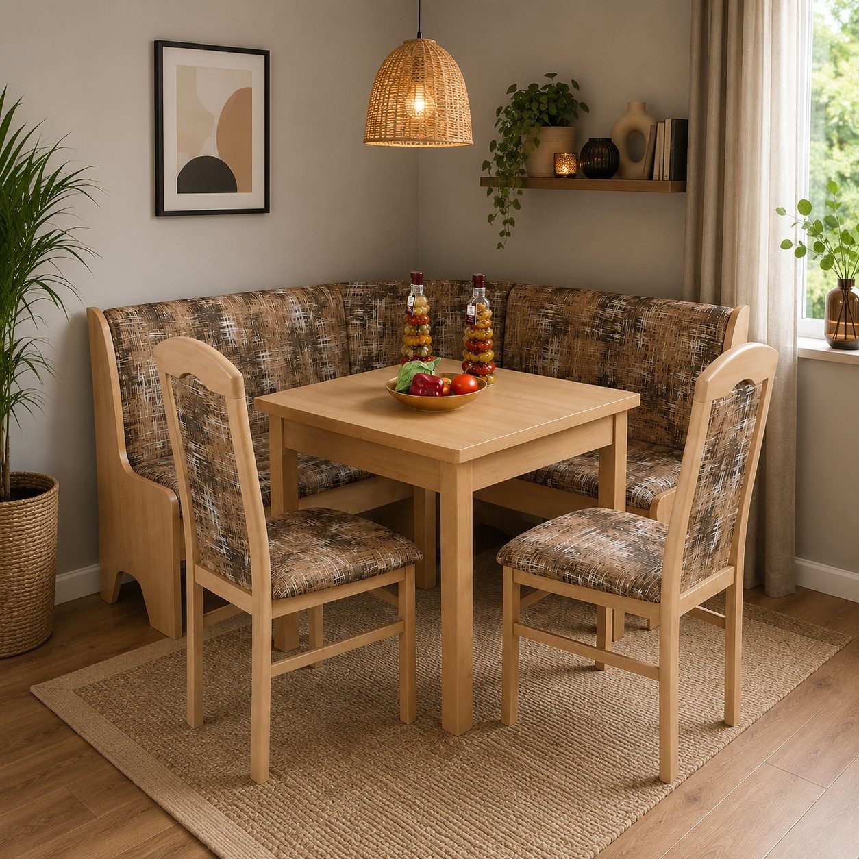 moebel-direkt-online Eckbankgruppe 4teilige Eckbankgruppe, Stellmaß 125x125 cm, (Spar-Set, 4teiliges Set)