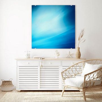 Primedeco Glasbild Wandbild Quadratisch Blaue glatte Welle mit Aufhängung, Abstrakt