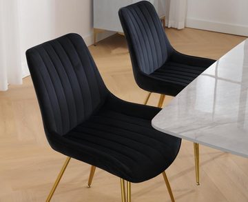 WAHSON OFFICE CHAIRS Esszimmerstuhl 2er Set Samt Küchenstuhl Polsterstuhl mit Lehne für Esszimmer