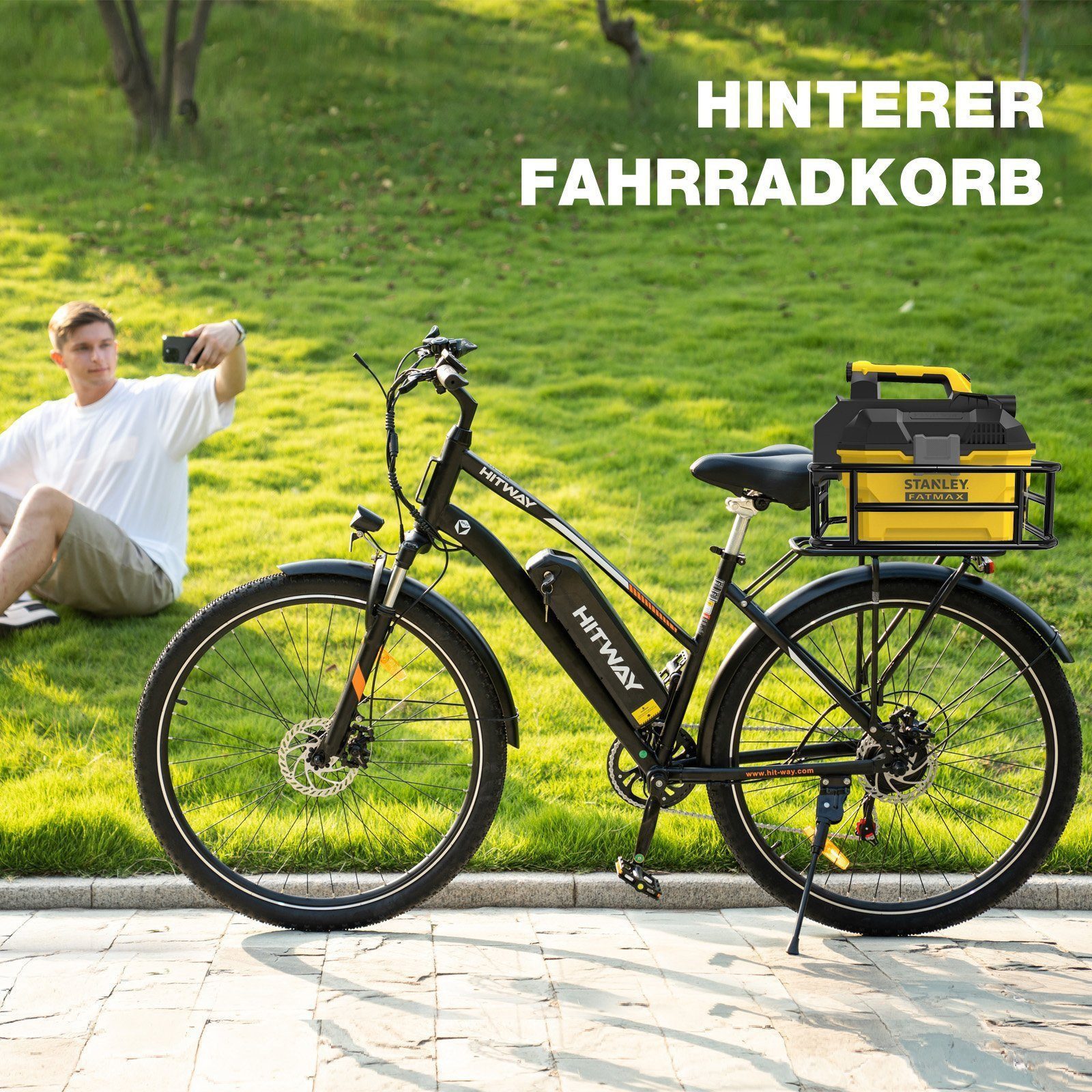 HITWAY Fahrradkorb Hinterradkorb passend für Fahrräder mit Gepäckträger 30,6*43,6*16,2cm
