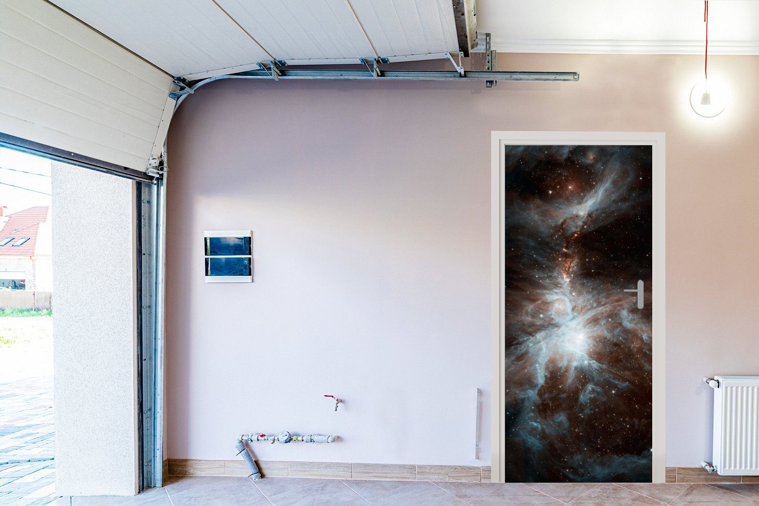 Matt, Fototapete Galaxie bedruckt, 75x205 Türtapete Tür, - cm St), Sterne, Planet MuchoWow für (1 - Türaufkleber,