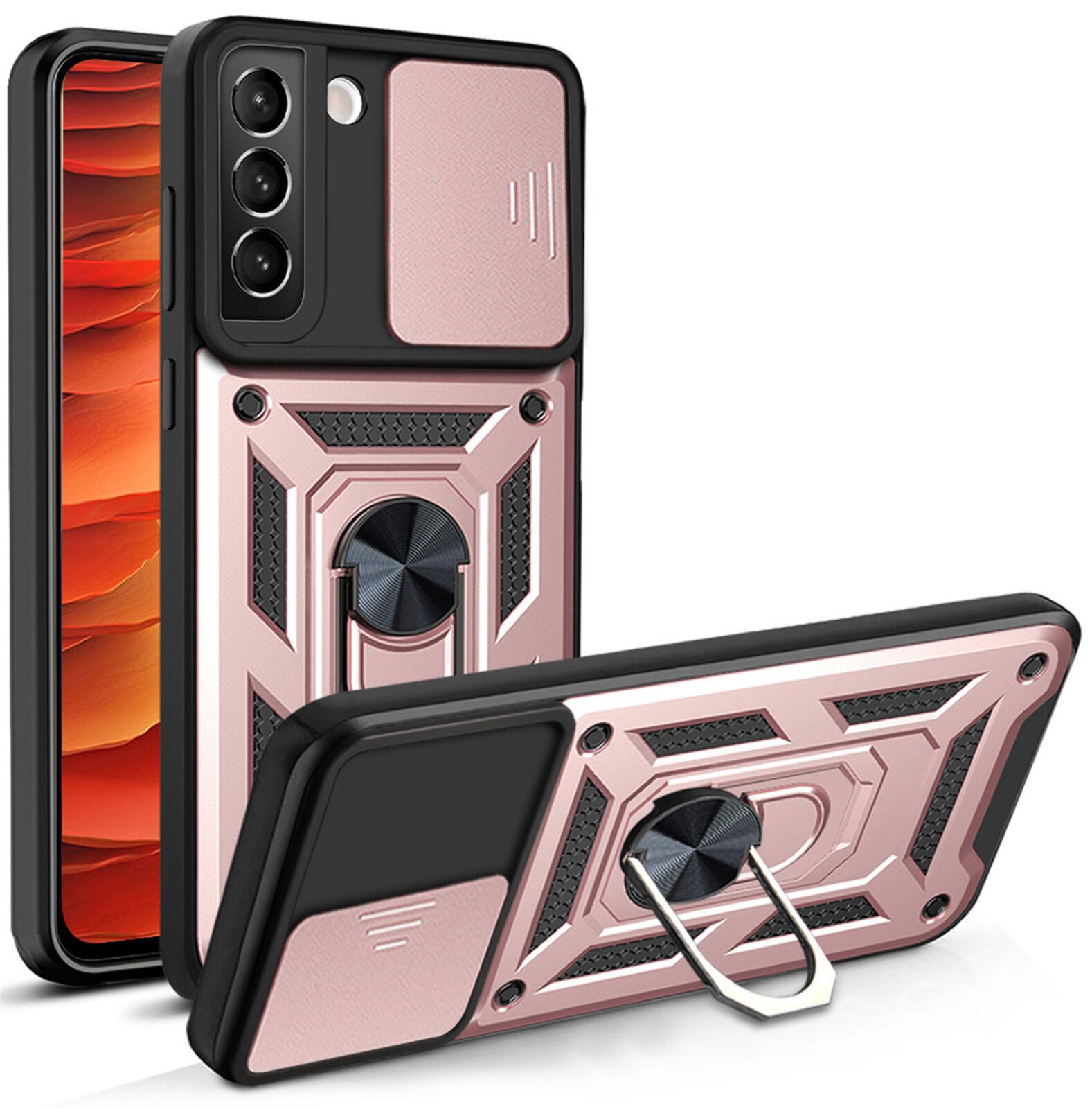 betterfon Handyhülle Panzerhülle für Samsung Galaxy S22 5G mit Kameraschutz & Ringhalter, Outdoorhülle mit Smartstand und Silikonkern