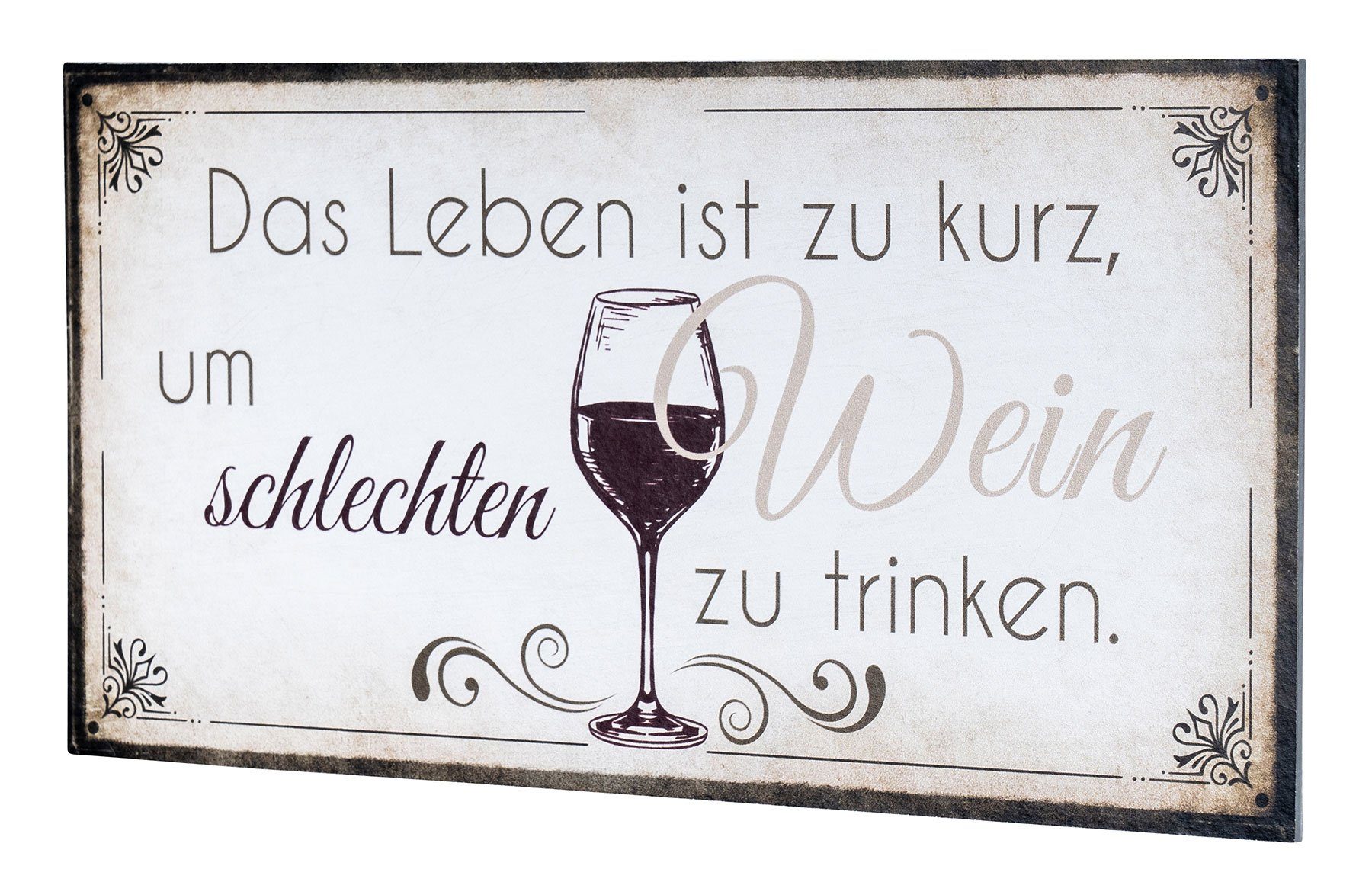 Levandeo® Wandbild, Wandbild 40x20cm Wein Spruch günstig online kaufen