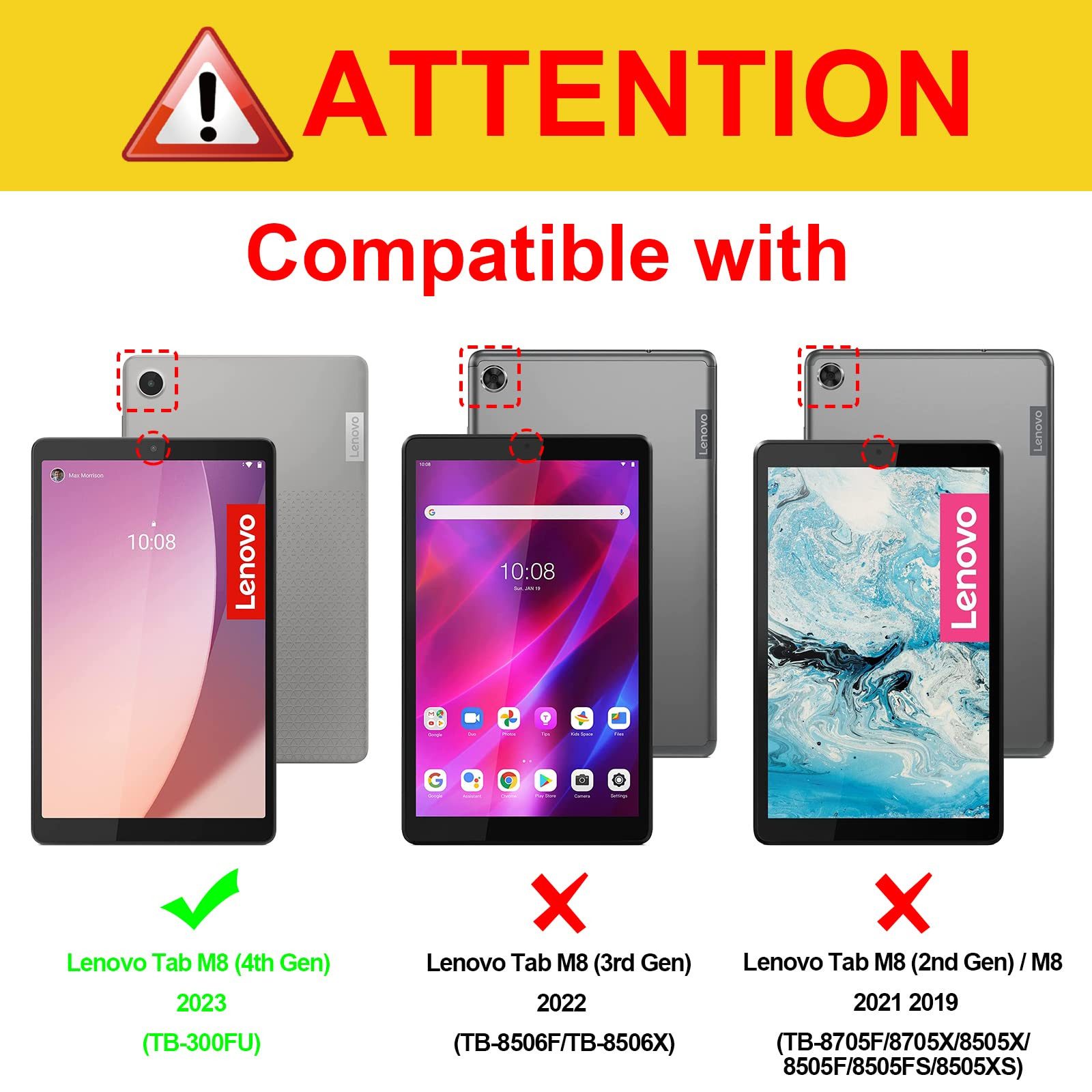 Fintie Tablet-Hülle für Lenovo Tab M8 (4th Gen) 8" TB-300FU 2023, Ultra Schlank Cover, mit Auto Schlaf/Wach, Nicht für Lenovo Tab M8 (3./2./1. Gen) 8"