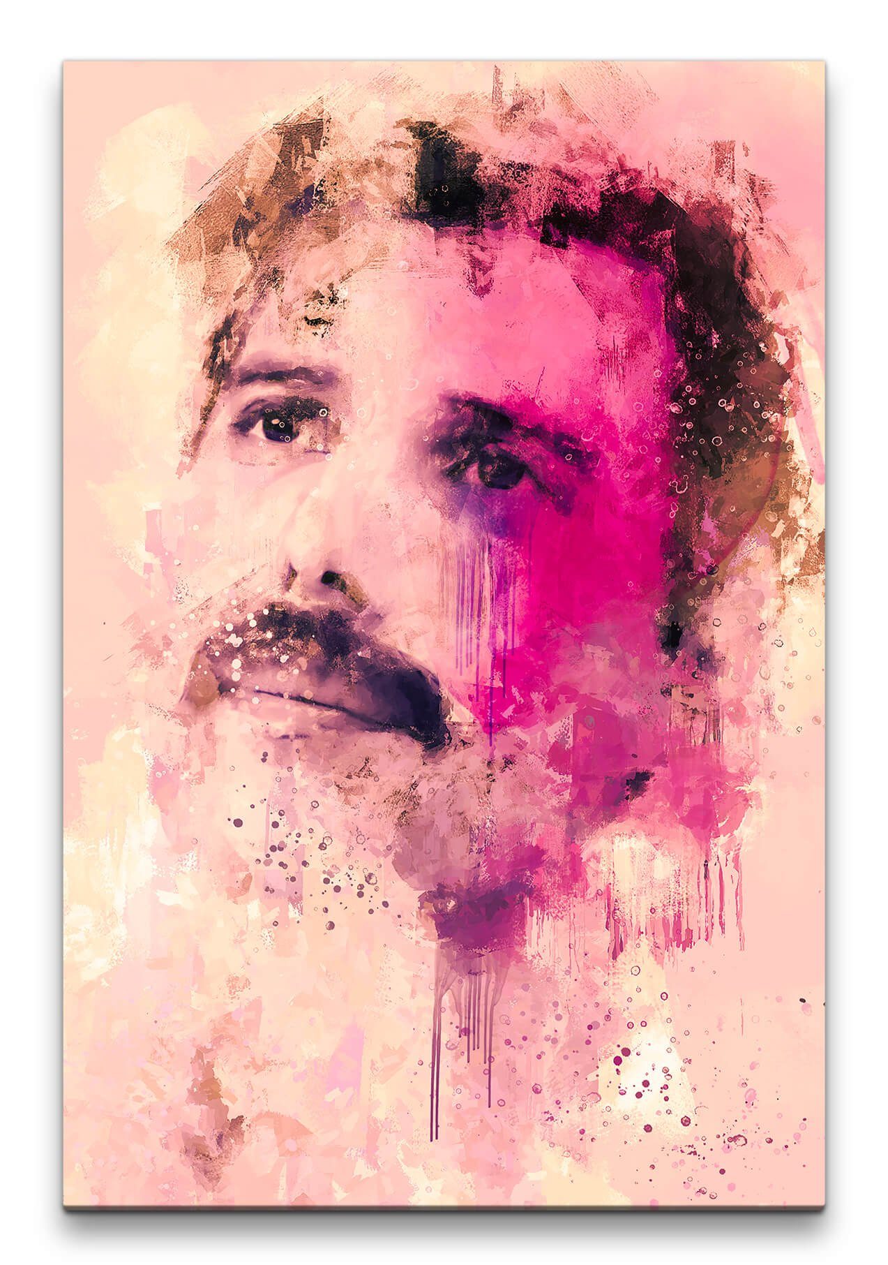 Sinus Art Leinwandbild Freddie Mercury Queen Porträt Abstrakt Kunst Legende Musik 60x90cm Leinwandbild