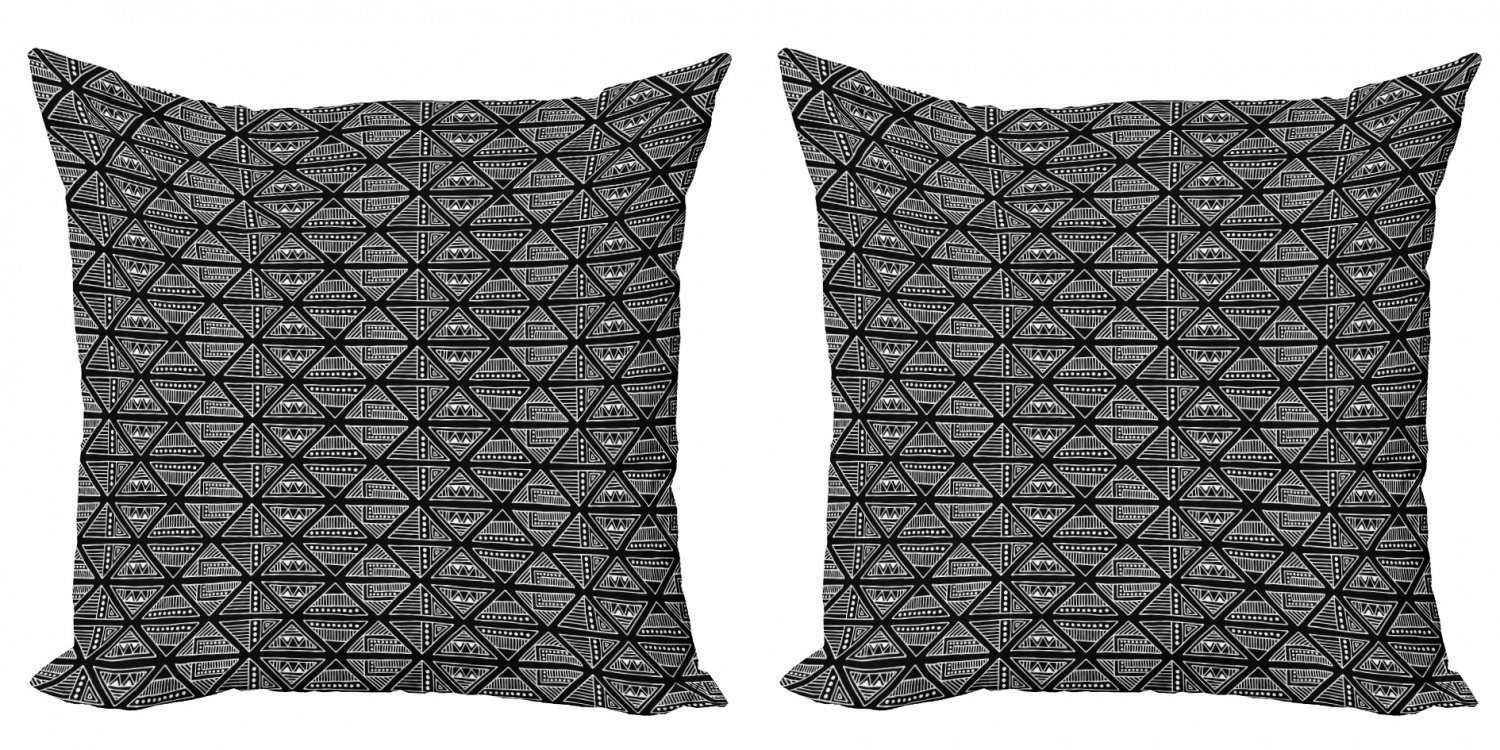 Kissenbezüge Modern Schwarz monochrome Elemente Abakuhaus (2 Doppelseitiger Digitaldruck, Accent weiß und Stück),