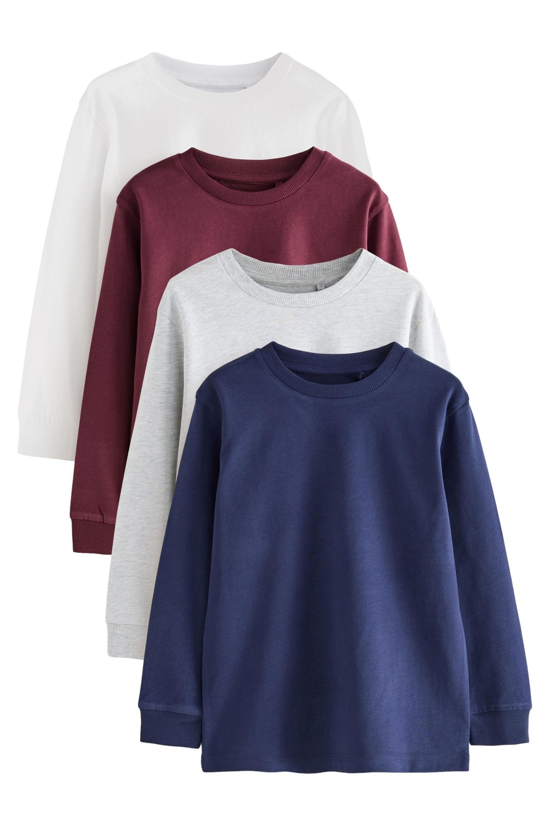 Next Langarmshirt 4 x Langarmshirts mit Hirschstickerei (4-tlg)