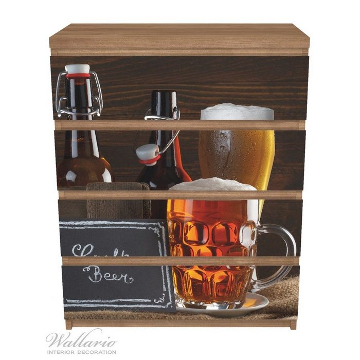 Wallario Möbelfolie Biervarianten - Pils im Glas Flaschenbier Schild Craft Beer NF10578