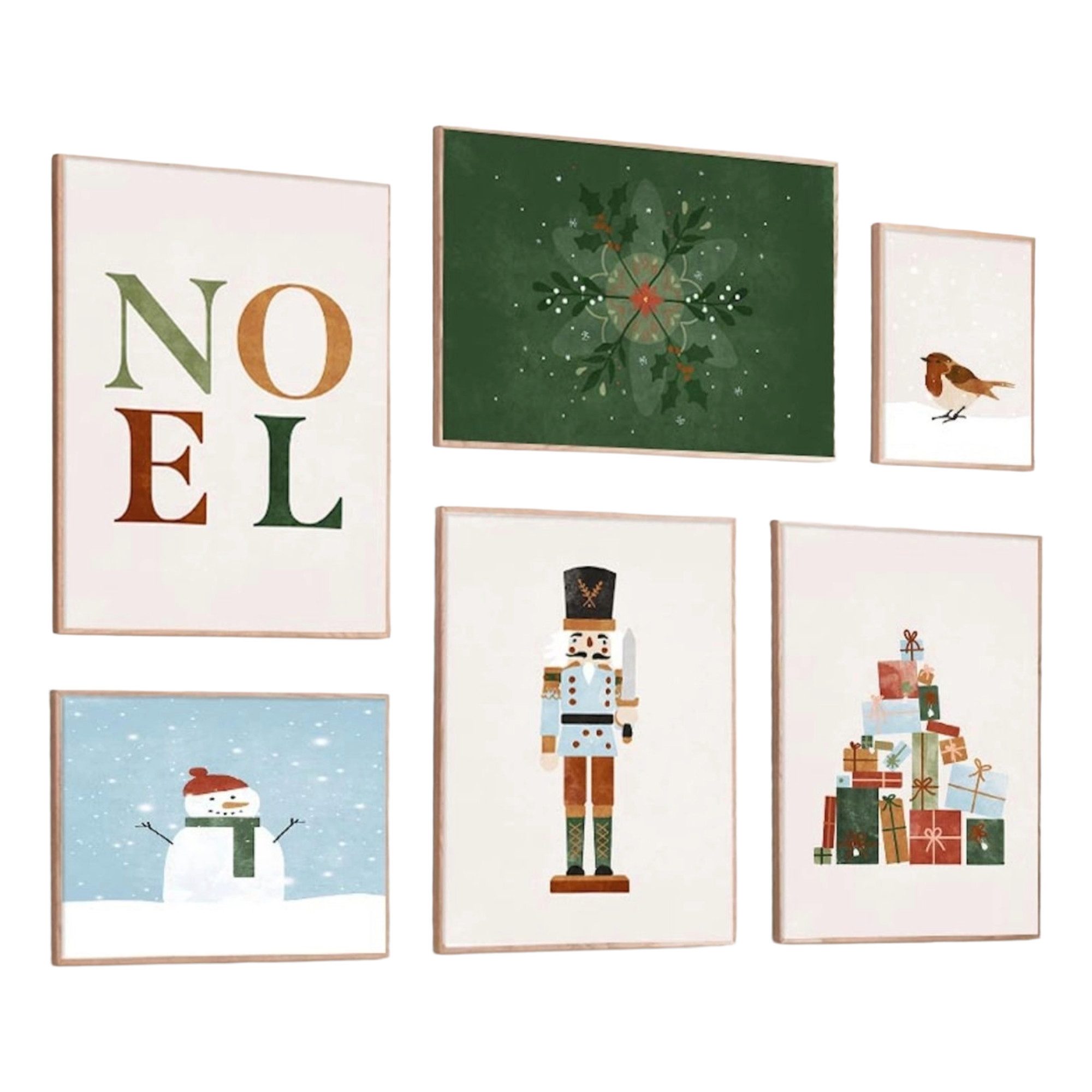 JUSTGOODMOOD Poster Weihnachten Nussknacker Geschenke Wohnkultur Bilder Wohnzimmer Wandbil, D (1 St)