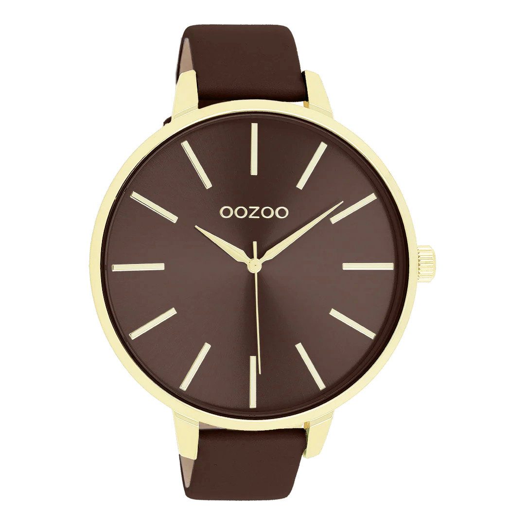 OOZOO Quarzuhr XL Damenuhr C11656 – IP Gold Gehäuse, braunes Lederband, 48 günstig online kaufen