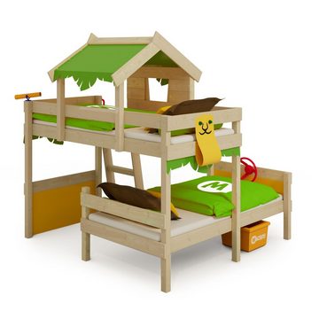 Wickey Kinderbett Crazy Jungle, Spielbett, 90 x 200 cm Hochbett (Holzpaket aus Pfosten und Brettern, Spielbett für Kinder), Massivholzbrett