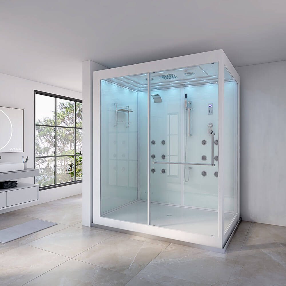 HOME DELUXE Dampfdusche Duschtempel DESIGN - XL, BxT: 180x130 cm, Sicherheitsglas (ESG), Regendusche, 12 Rückenmassagedüsen, LED-Beleuchtung, Schiebetür, Wasserfall, Dampfsauna, Komplettdusche