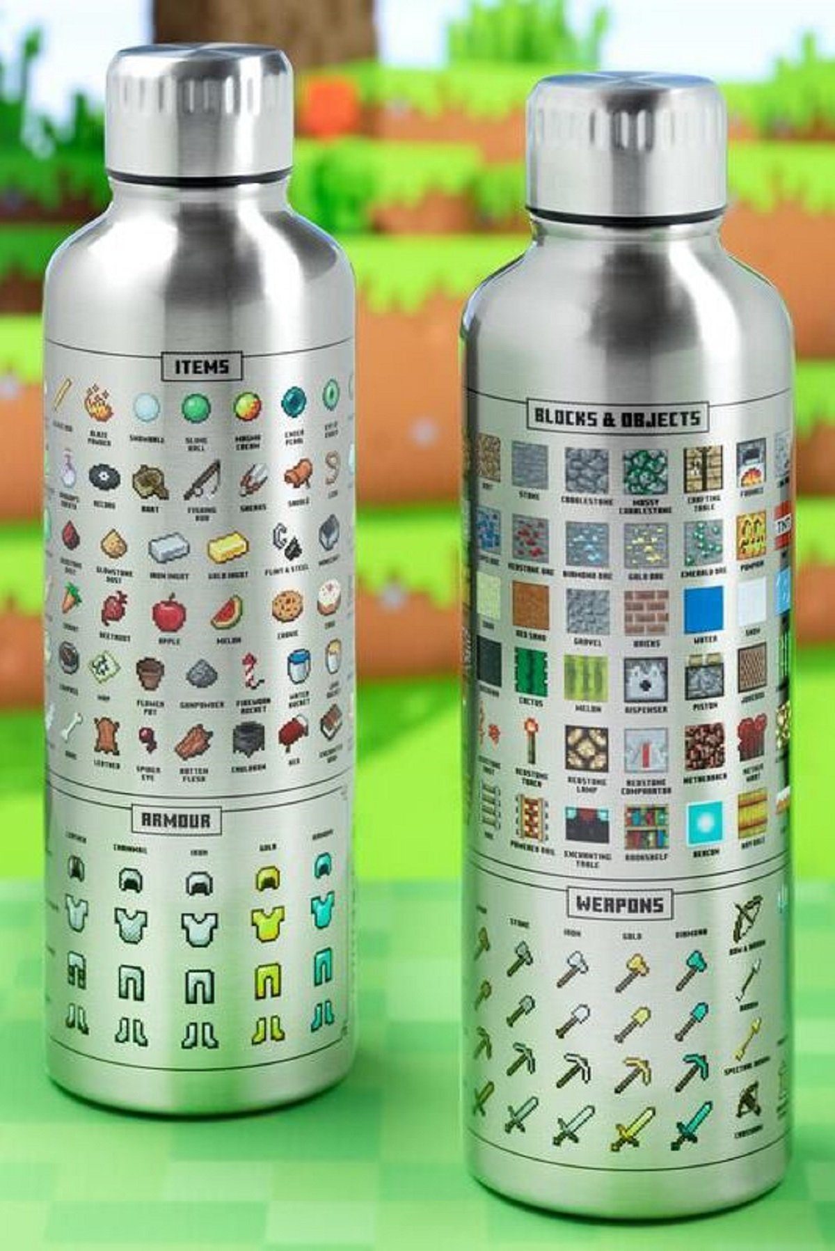 Trinkflasche Minecraft -& Trinkflasche Rückseite Itemmotiven auf mit Paladone Vorder