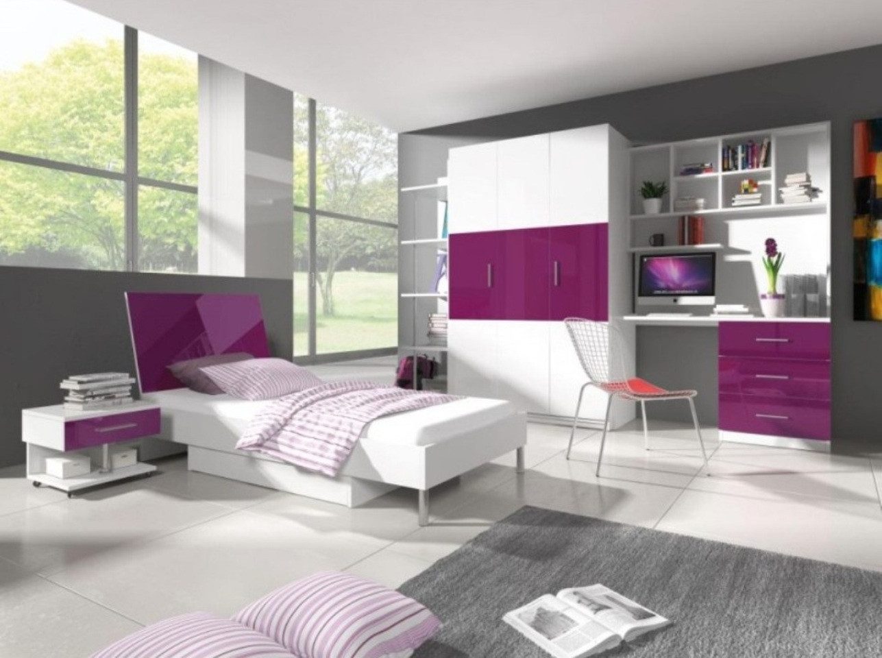 JVmoebel Jugendzimmer-Set Holz-Bett mit Nachttisch in modernem Design für Kinderzimmer, Made in Europa