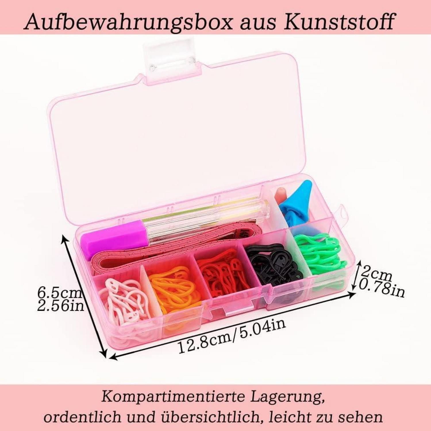 LuxusKollektion Big-Eye-Nadeln 75-tlg. Strickzubehör Maschenmarkierer Set mit 9 Nadeln & Aufbewahrung