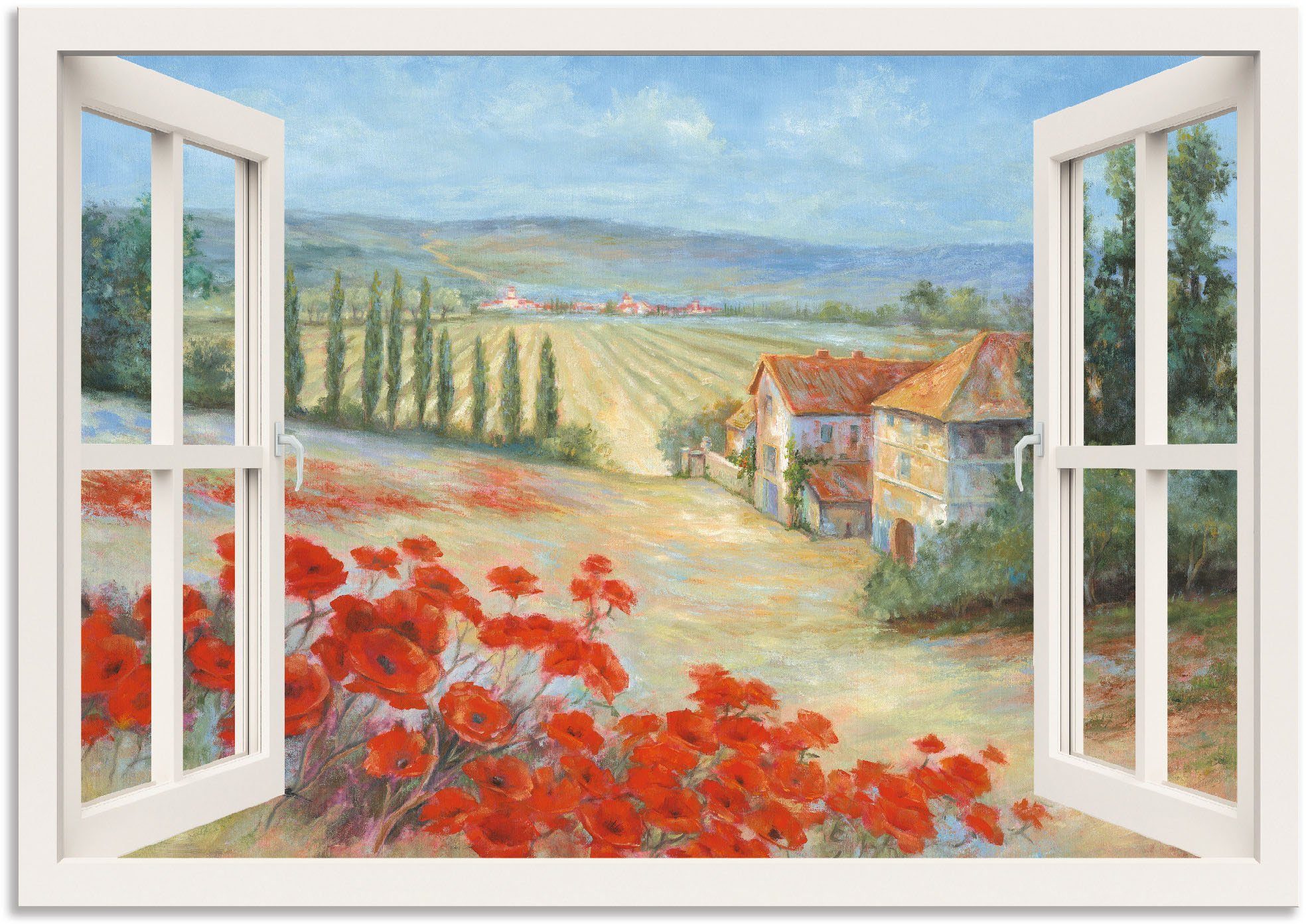 Artland Wandbild »Mohnlandschaft«, Fensterblick (1 Stück), in vielen Größen & Produktarten - Alubild / Outdoorbild für den Außenbereich, Leinwandbild, Poster, Wandaufkleber / Wandtattoo auch für Badezimmer geeignet-Otto