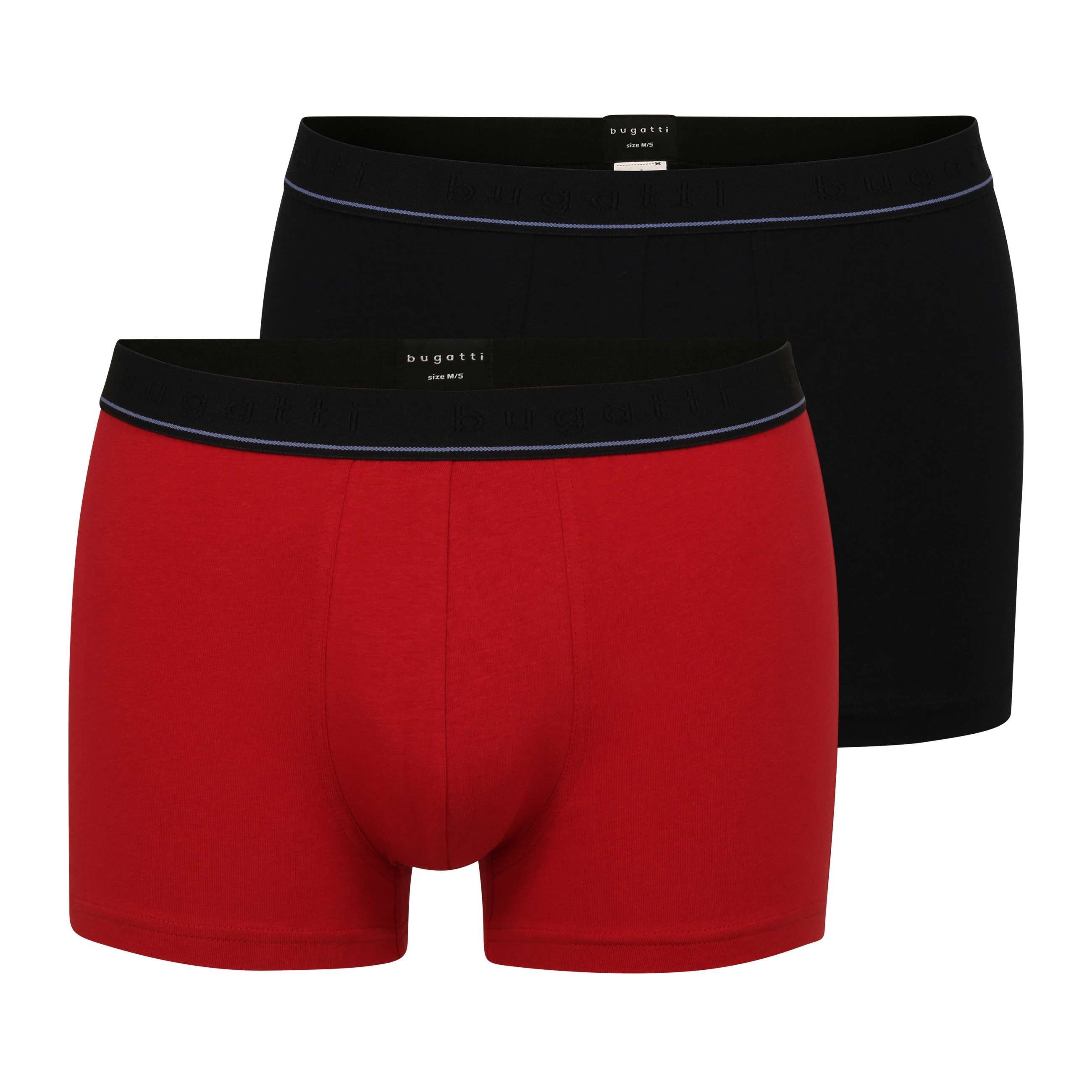 bugatti Boxershorts BUGATTI Herren Pants Pack rot rot-mittel-uni (2-St) 2er uni