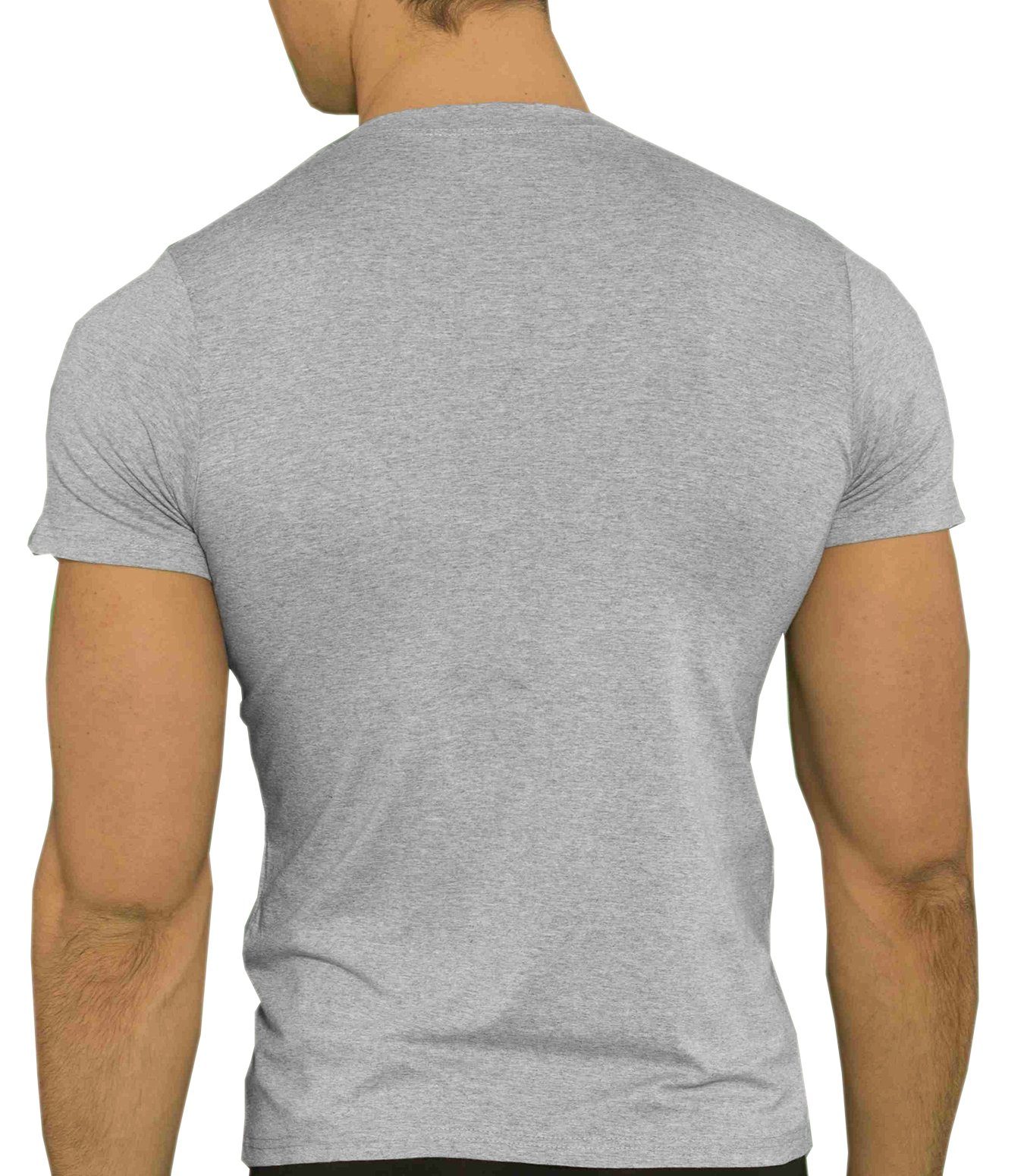 Graumelange, V V-Neck, Ausschnitt T-Shirt Deep Shirt KC1040 Kefali Cologne Tiefer