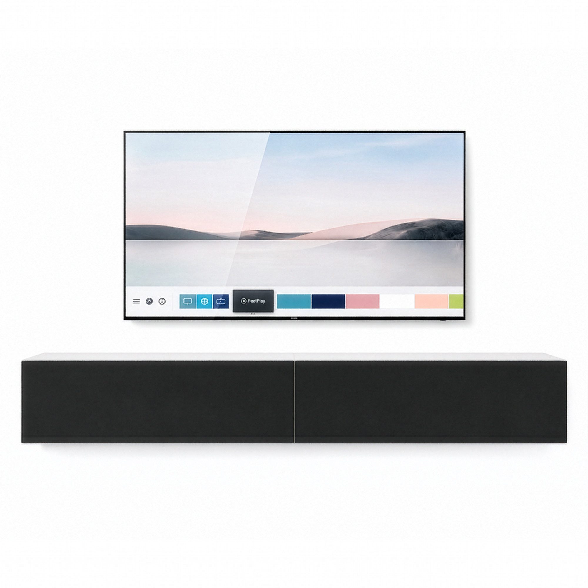 InnoFurn TV-Board Vela (2x hängender Fernsehschrank), Sanftes Öffnen, Made in Germany, Modernes Design