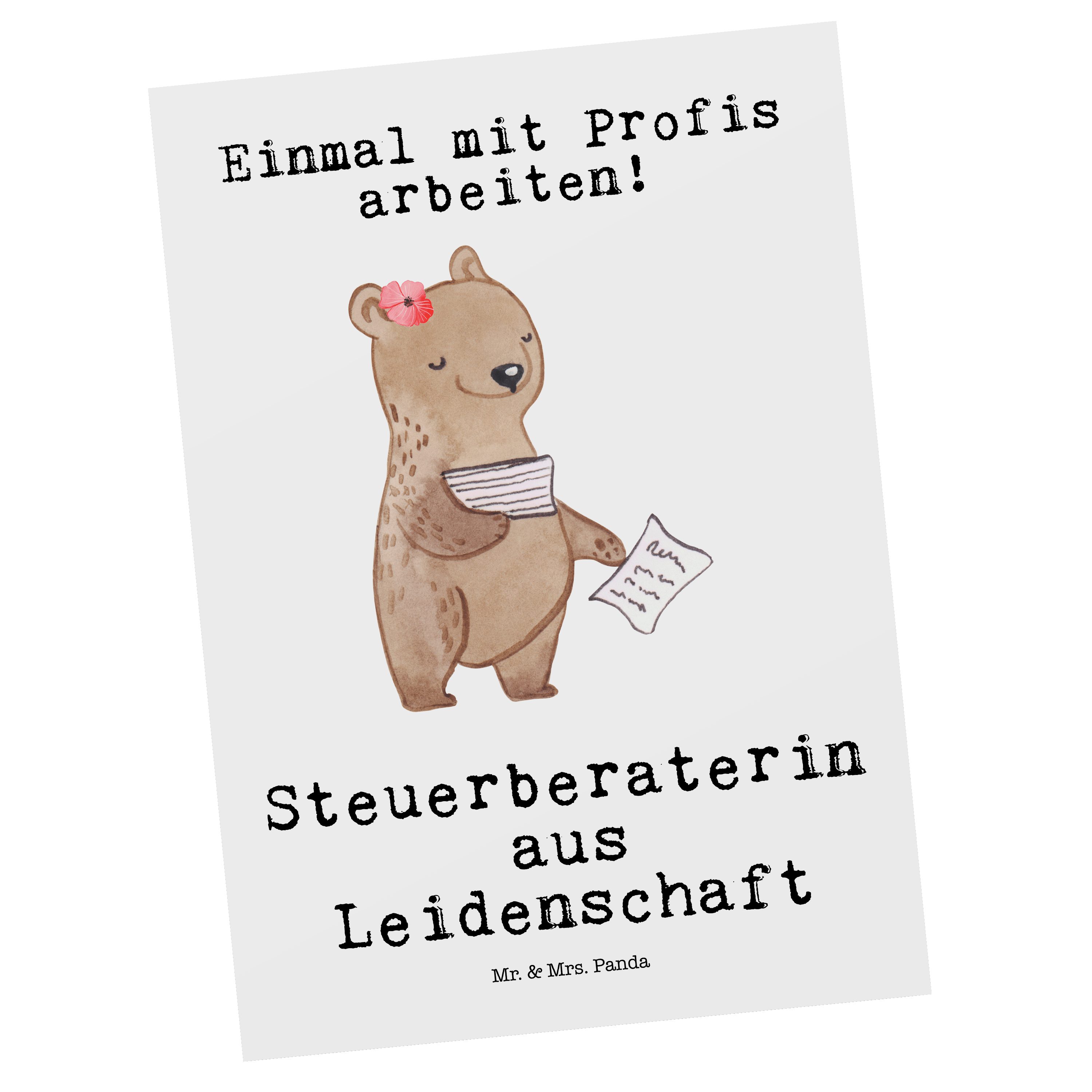 Mr. & Mrs. Panda Postkarte »Steuerberaterin aus Leidenschaft Weiß