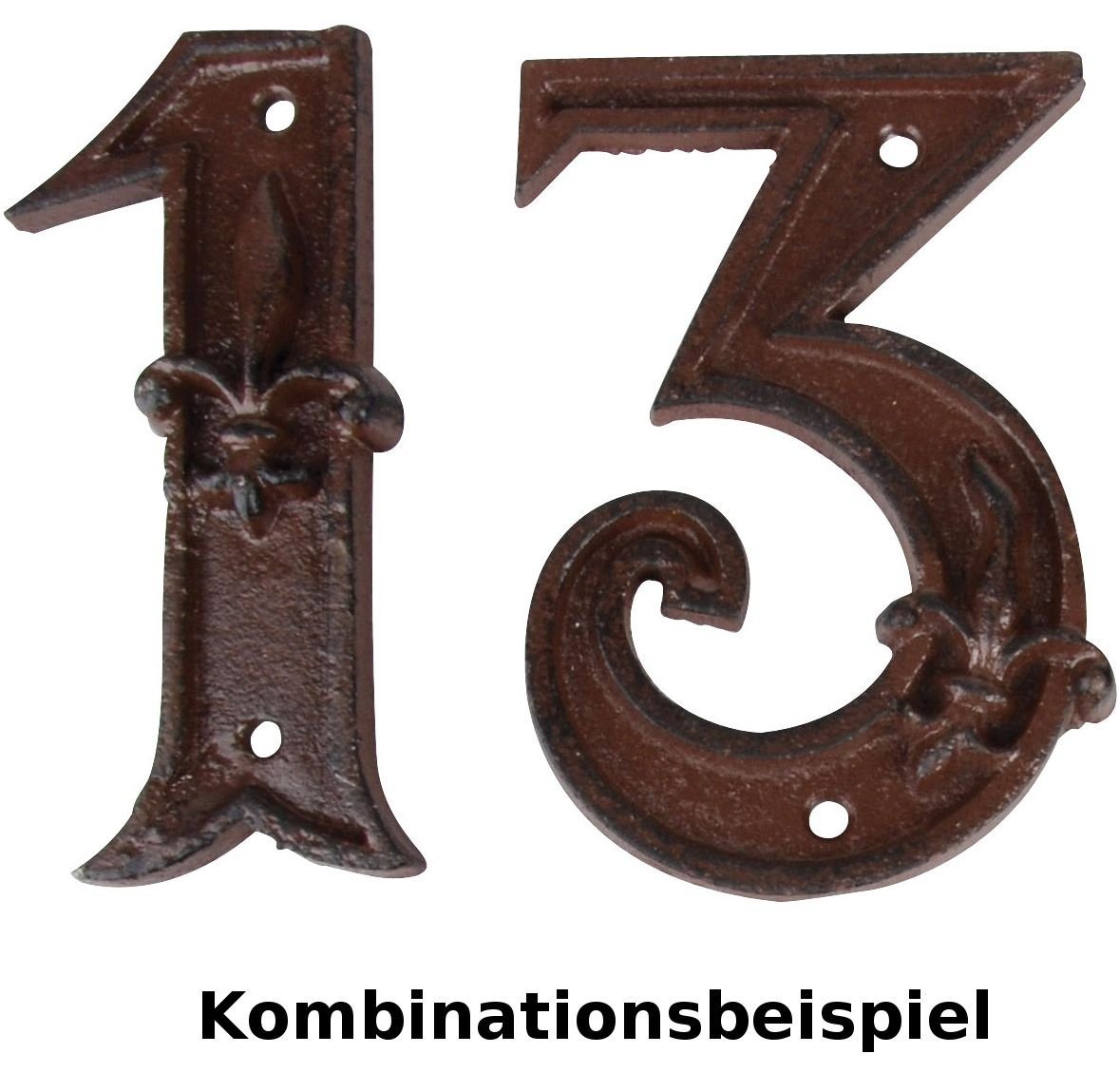 Thumbnail - esschert design Hausnummer, (Set, 2 St), Hausnummer 31 Gusseisen mit Lilien Muster ca 12cmx8,5cm