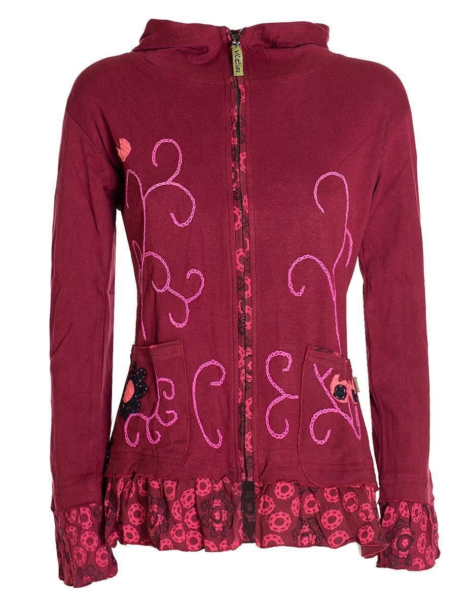 Vishes Kapuzensweatjacke Damen Sommerjacke Blumen-Strickjacke Elfenjacke günstig online kaufen