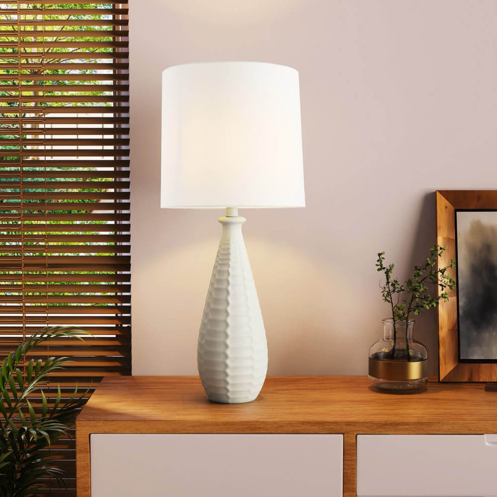 HOME DELUXE Tischleuchte Leuchte MELVA mit Stoffschirm, E27, Angenehmes Lic günstig online kaufen