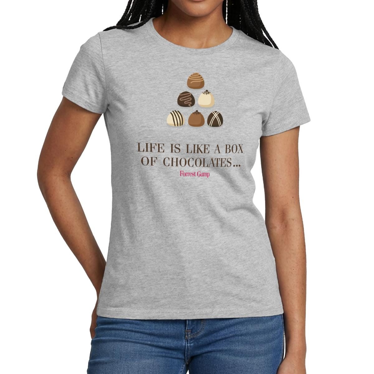 Spreadshirt T-Shirt Forrest Gump Life Is Like A Box Of Chocolates… Frauen T-Shirt (1-tlg) Slim Fit, fällt klein aus