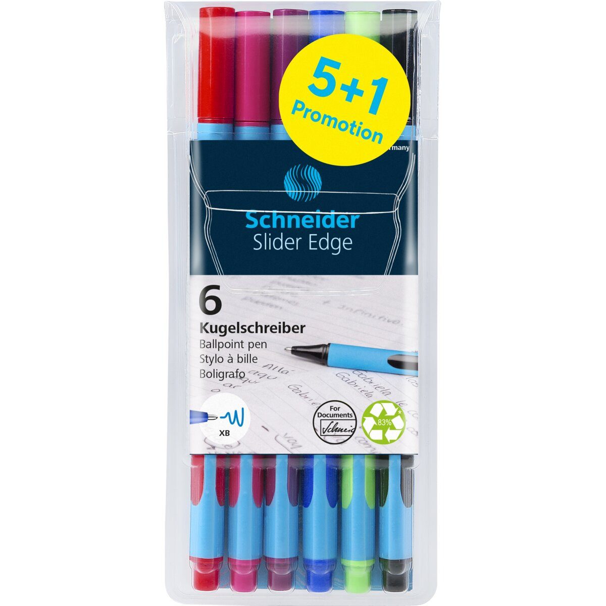 SCHNEIDER Kugelschreiber Kugelschreiber Slider Edge XB col. Etui 6 Stück 5+1 Promo (10 Stück)