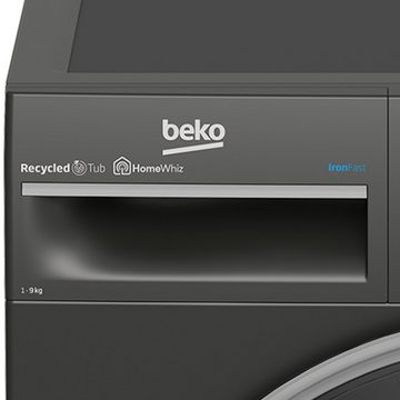 BEKO Waschmaschine B3WFT59415M, 9 kg, 1400 U/min, HomeWhiz, Bluetooth, Dampffunktion, Nachlegefunktion