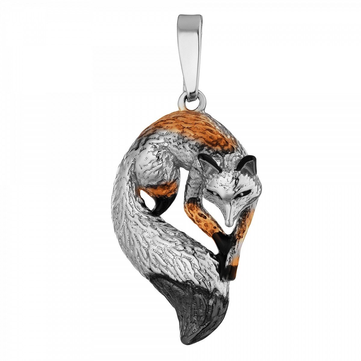 Kettenanhänger Kettenanhänger Anhänger 925 Silber Emaille Fuchs Echtschmuck