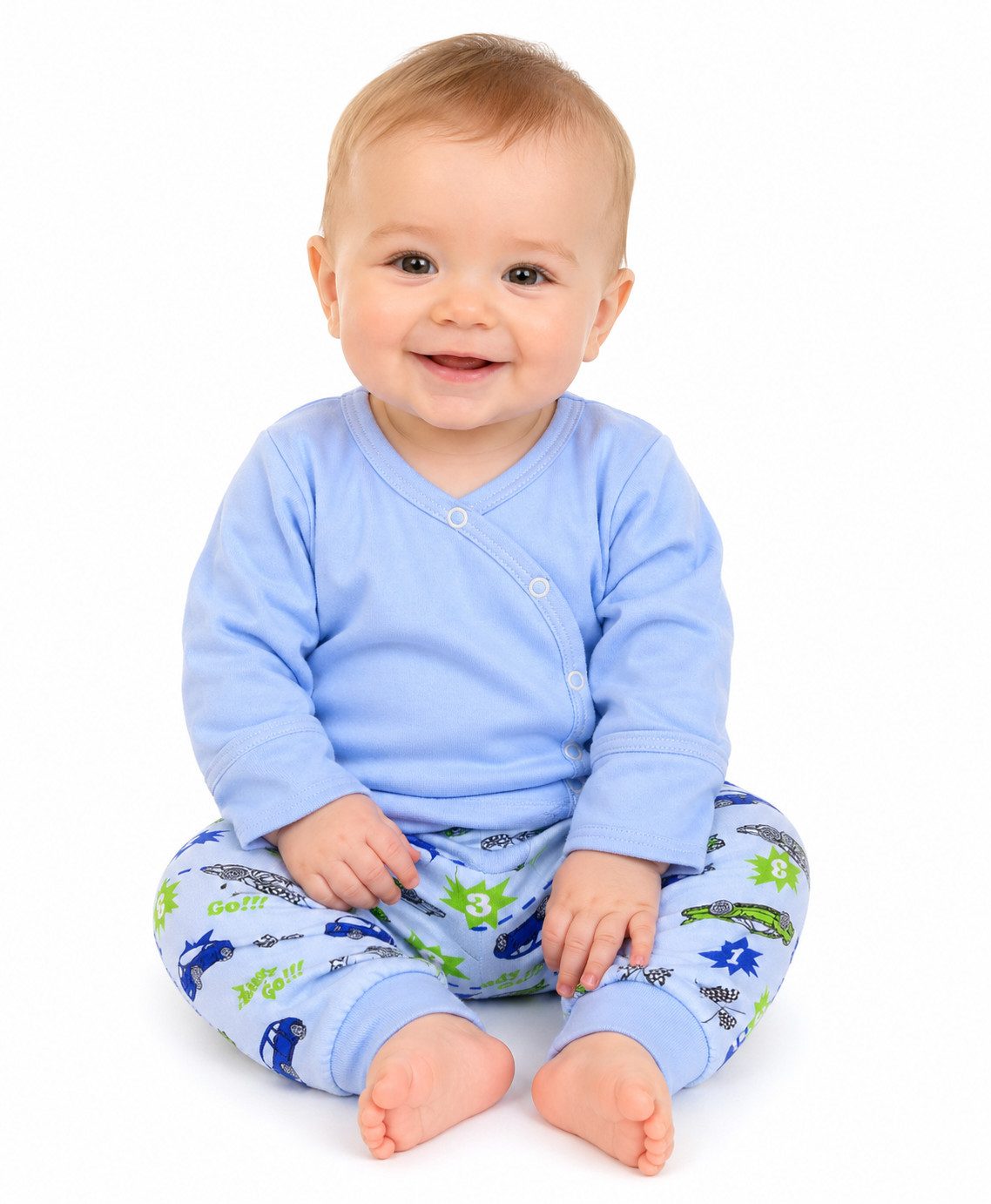 Body & Hose Wickelbody und Schlupfhose Baby Anzug in Blau mit Autos