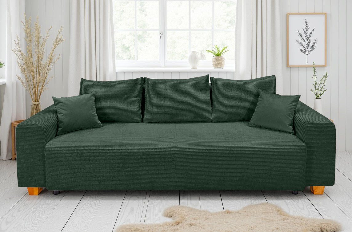 COLLECTION AB Schlafsofa Yves, B: 243 cm, Liegefl. 142x194 cm, Bettfunktion, Bettkasten & 2 Zierkissen, Federkern