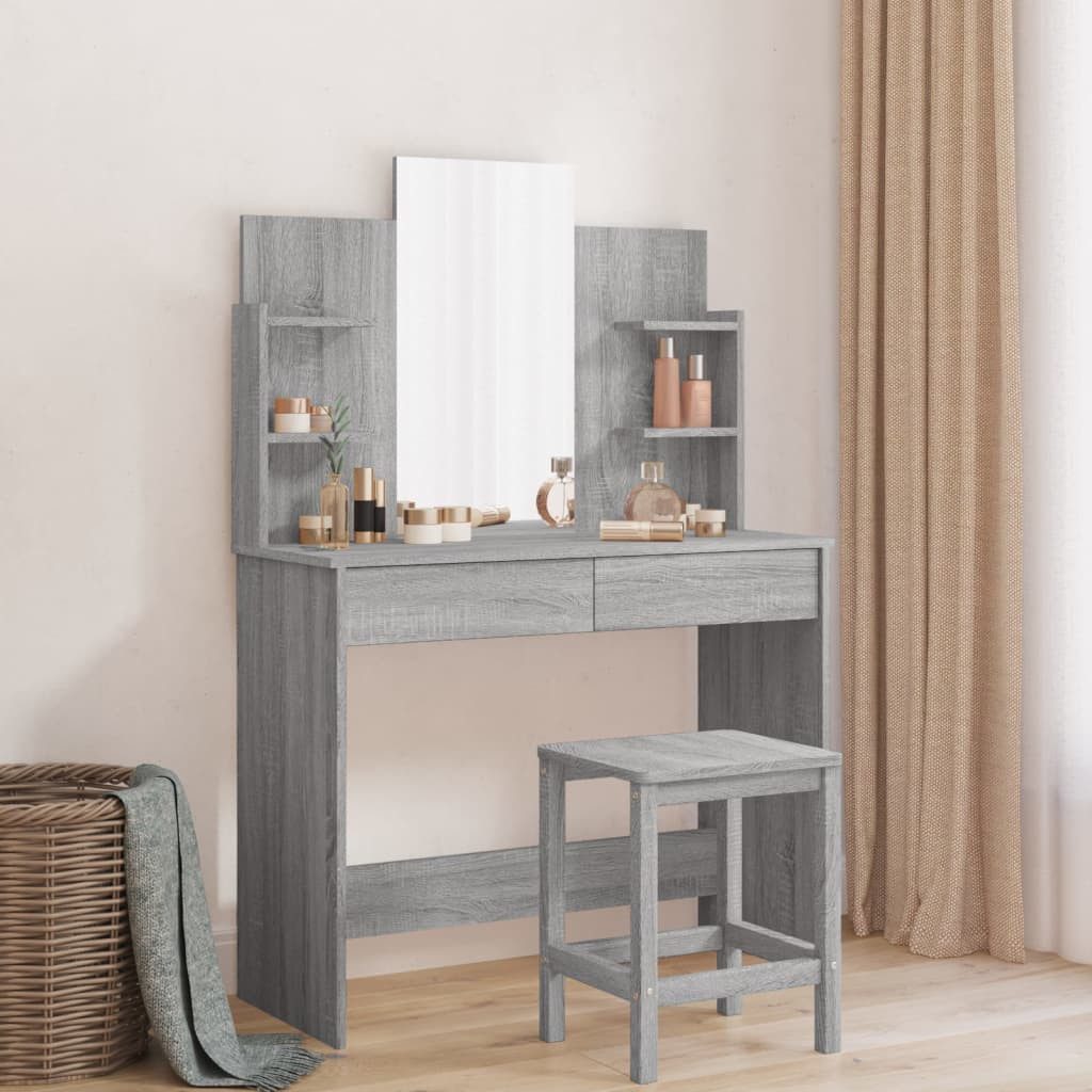 vidaXL Schminktisch NA Schminktisch Frisiertisch Beautytisch mit Spiegel 2 Regale 96x40x14
