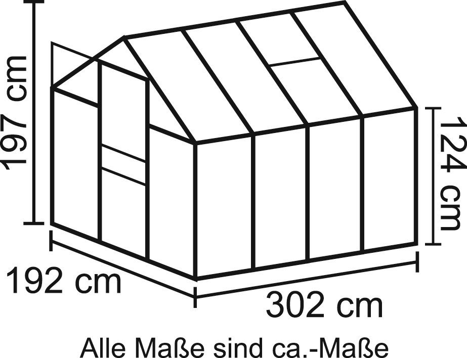 Thumbnail - Vitavia Gewächshaus Calypso 5800, BxTxH: 192 x 302 x 197 cm, 4 mm Wandstärke, Set, mit 2-tlg. Zubehör