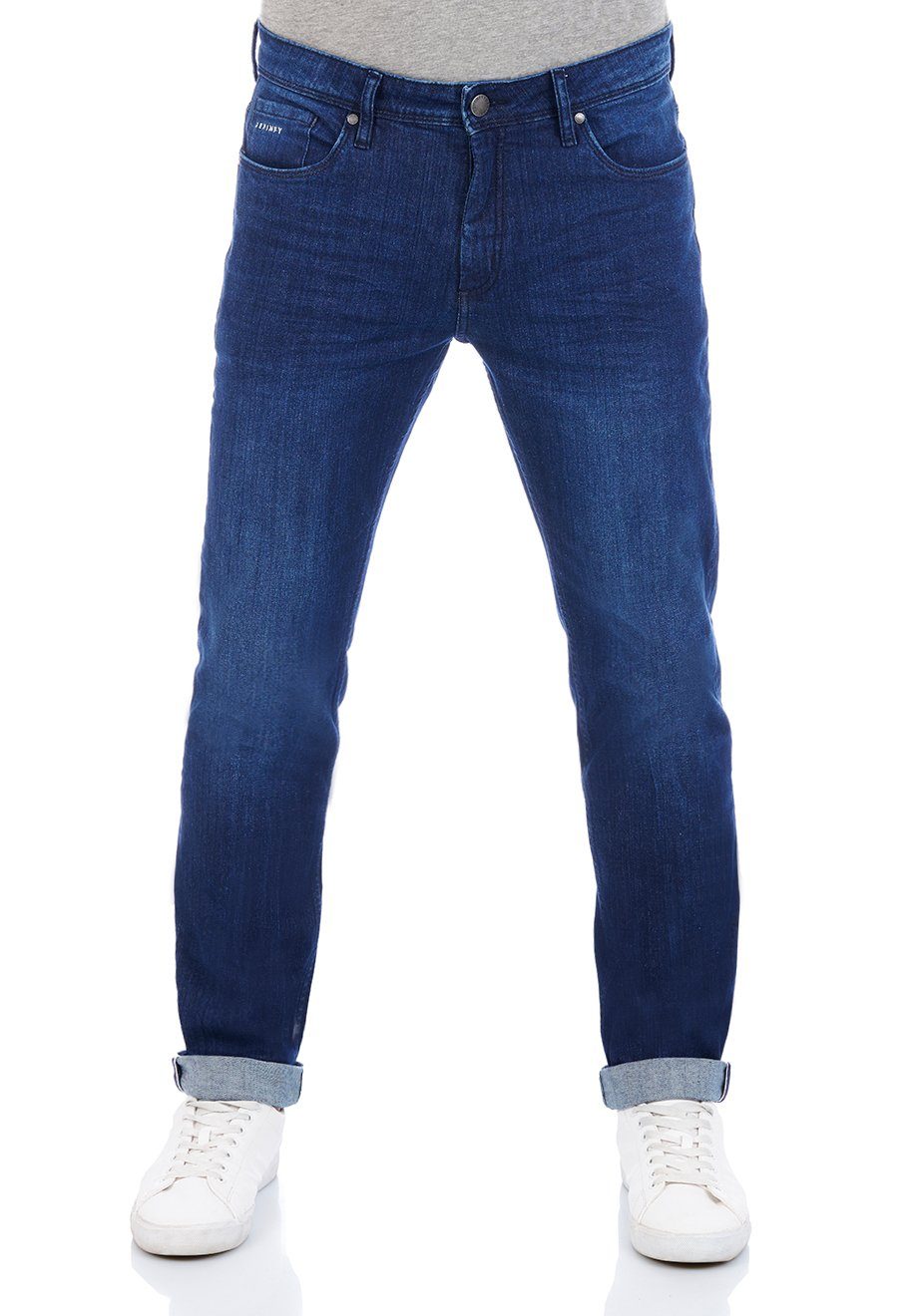 DENIMFY Straight-Jeans Herren Jeanshose DFMiro Straight Fit Jeanshose mit Stretch Dark Blue Denim (D212)