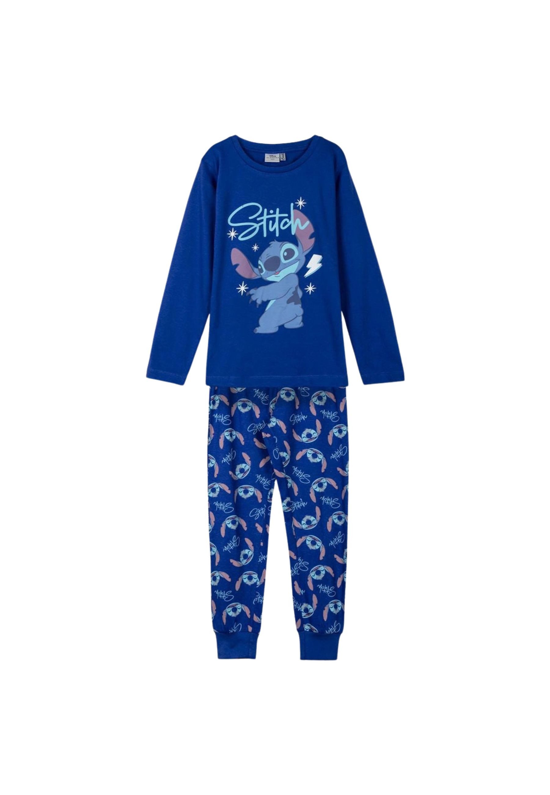 Disney Schlafanzug Mädchen Stitch Langarm-Pyjama aus Baumwolle (Set)