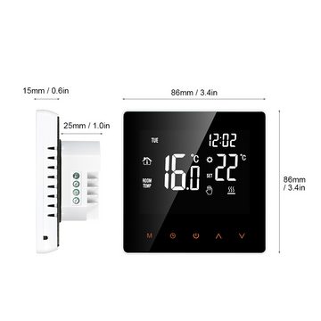 Novzep Raumthermostat Temperaturregler LCD-Display Touchscreen, programmierbar, 16A