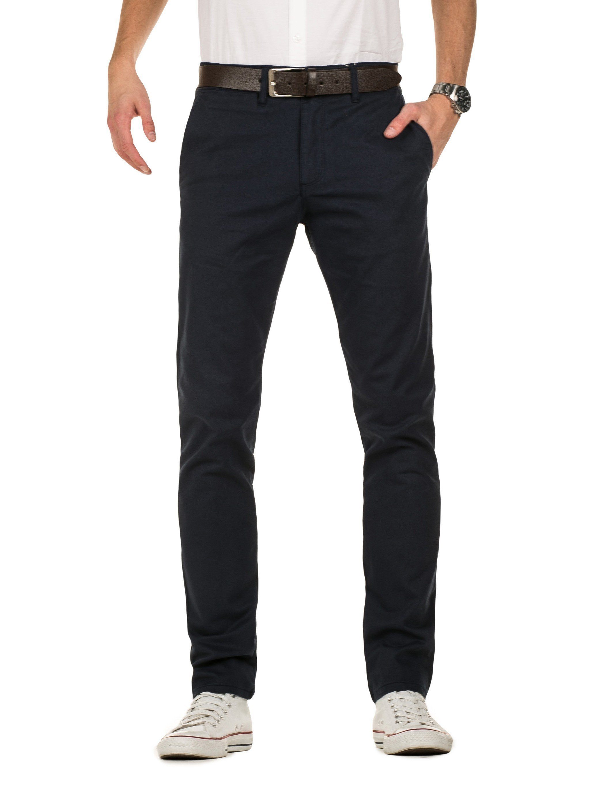 Gürtel Blau Chino-Hose 194020) (dark Kyle mit sapphire Yazubi Chinohose