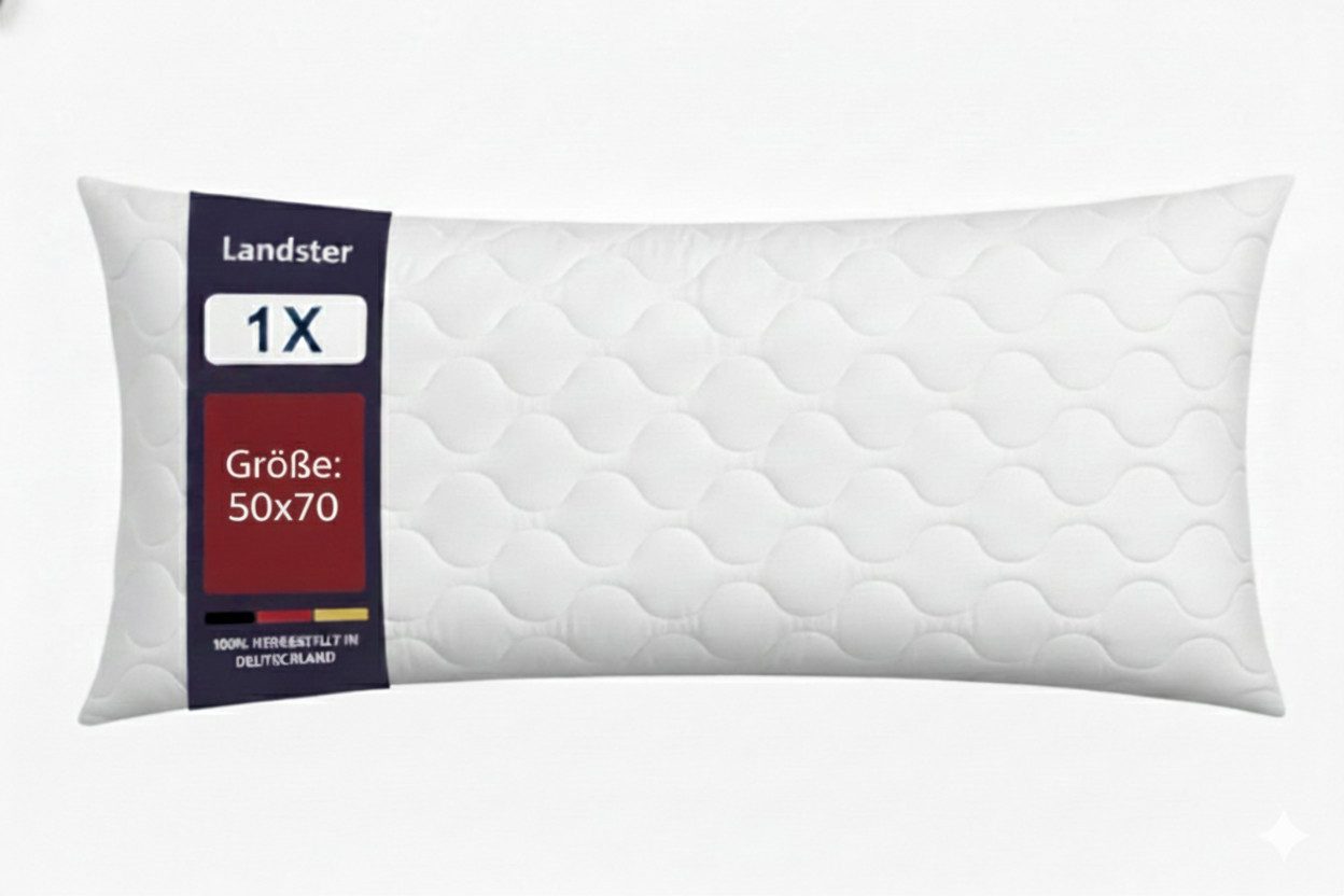 Landster Microfaserkissen Gestepptes kopfkissen 80x80, Bettkissen, Zierkissen, Seitenschläfer, Füllung: 100% Polyester, Rückenschläfer, Seitenschläfer, Bauchschläfer, Seitenschläfer,allergikerfreundlich,Atmungsaktiv, Made in Deutschland