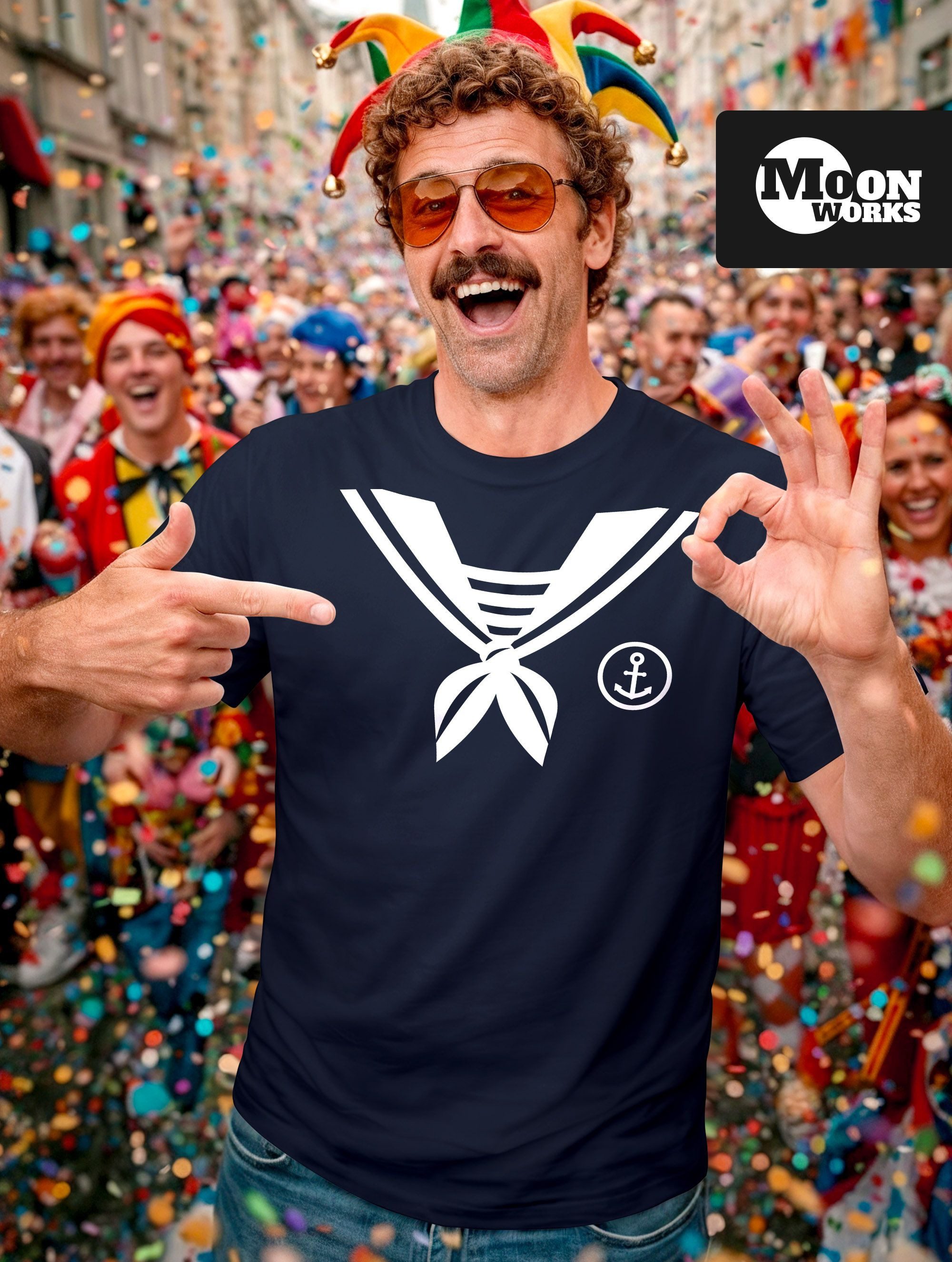 MoonWorks Print-Shirt Herren T-Shirt Matrose Sailor Last Minute Faschingsko günstig online kaufen