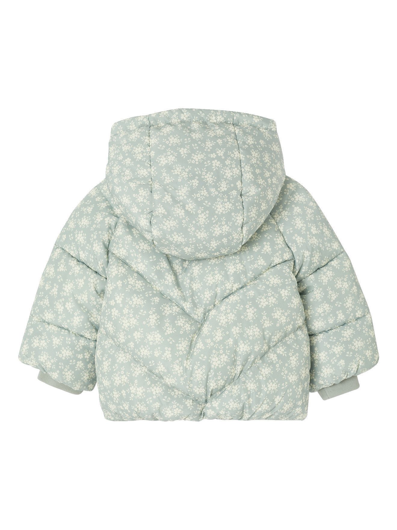 vertbaudet Steppjacke Baby Winterjacke mit Kapuze und Blumenmuster