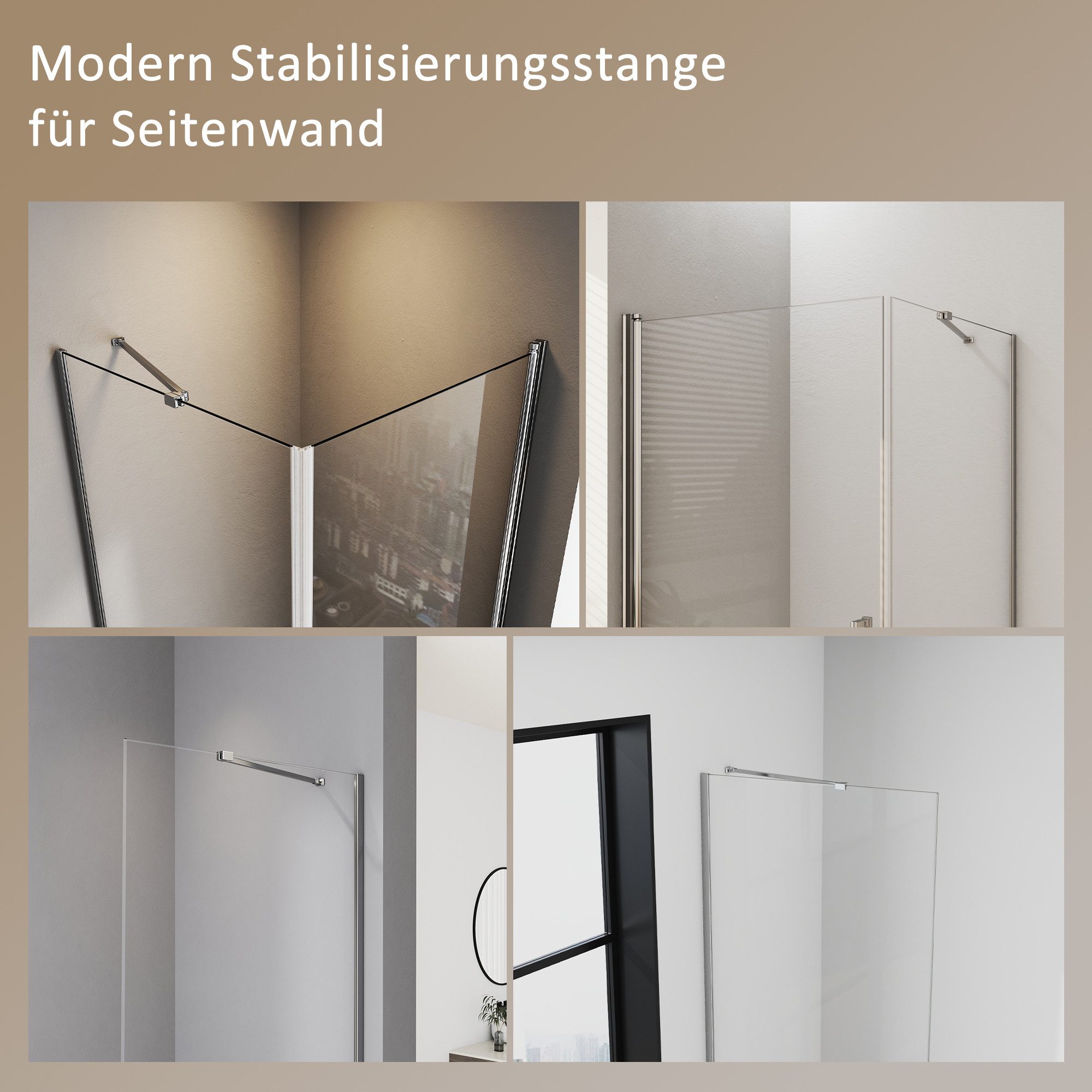 Hopibath Duschwand-Stabilisationsstange Chrom Haltestange Duschwand 50cm günstig online kaufen