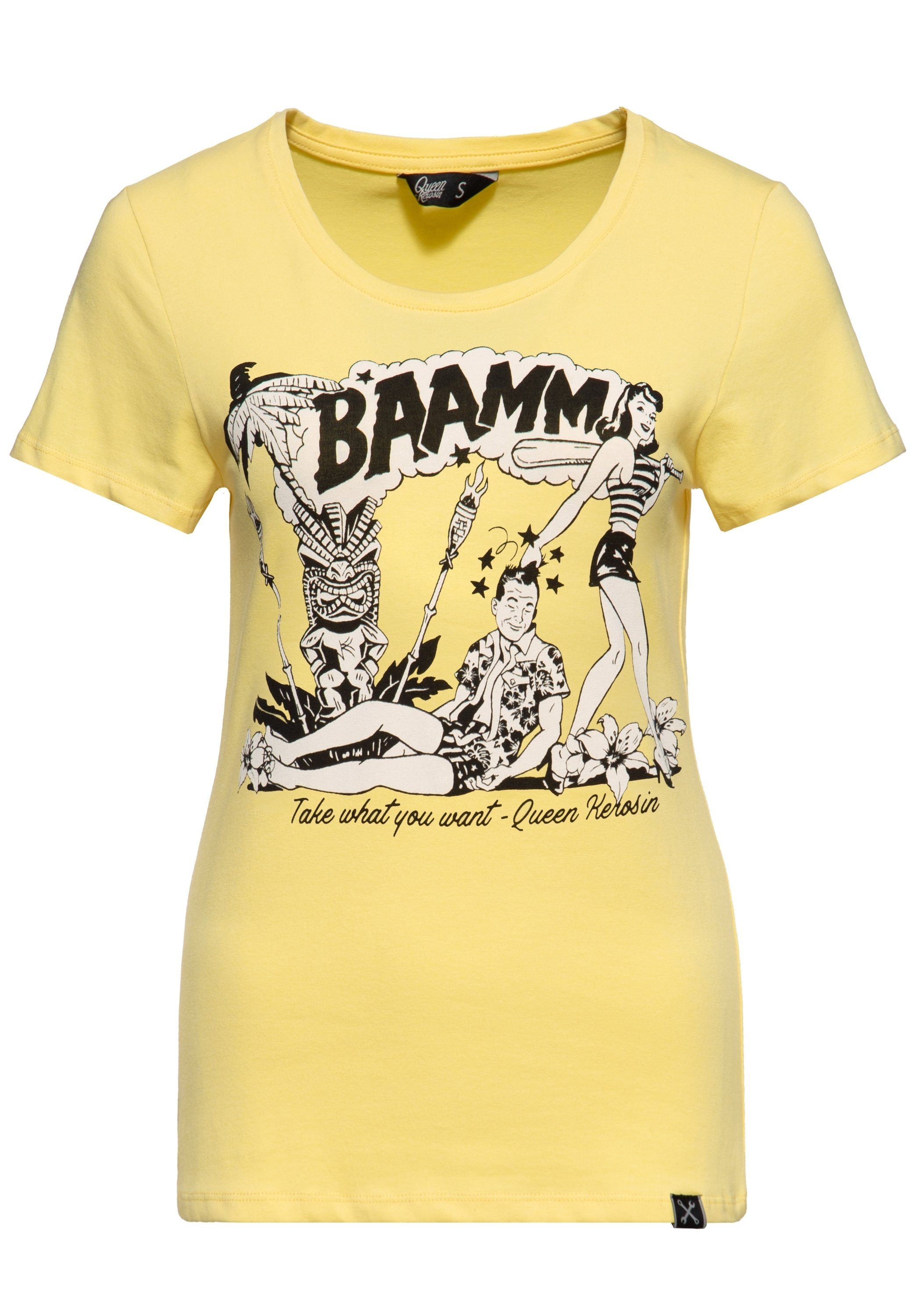 QueenKerosin Print-Shirt Bammm (1-tlg) mit Retro Front Print